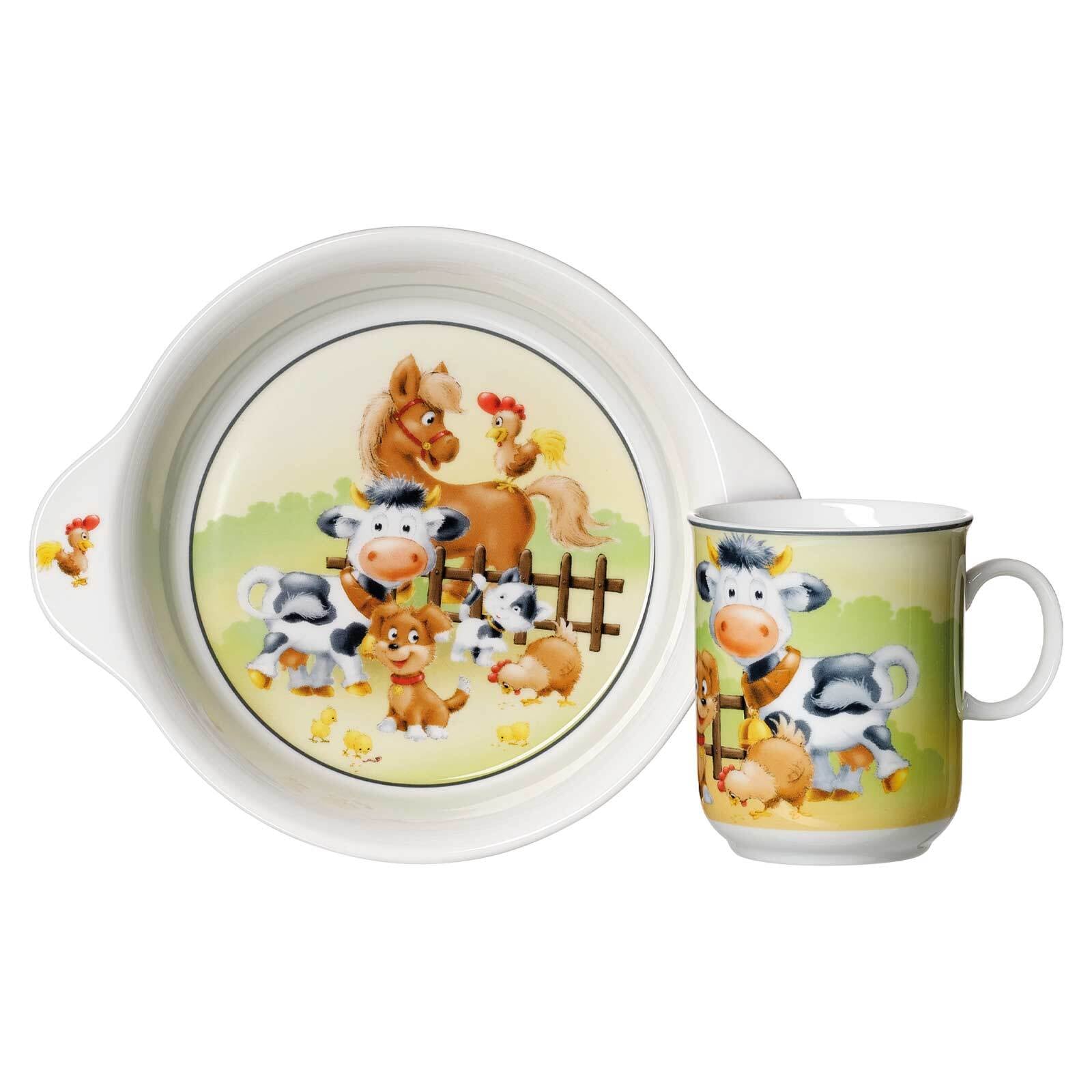 Ritzenhoff & Breker Kindergeschirr-Set "Kindergeschirr Hoftiere bunt" Spülmaschinengeeignet