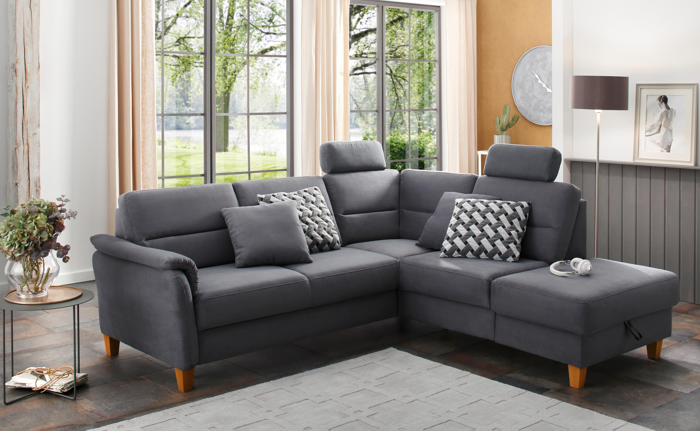 Home affaire Ecksofa "Palmera L-Form, B: 236 cm" optional Bettfunktion & Be günstig online kaufen