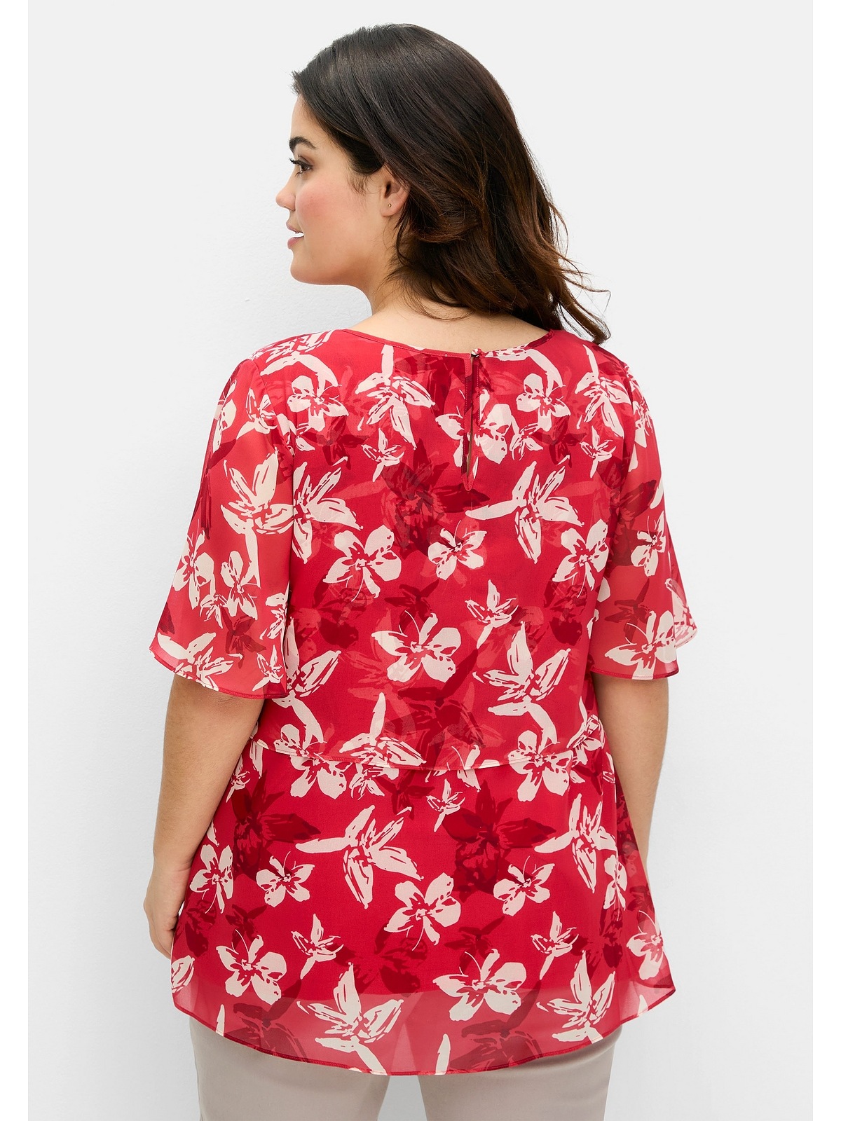 Sheego Chiffontunika "Große Größen", mit Blütenprint und Flügelärmeln günstig online kaufen
