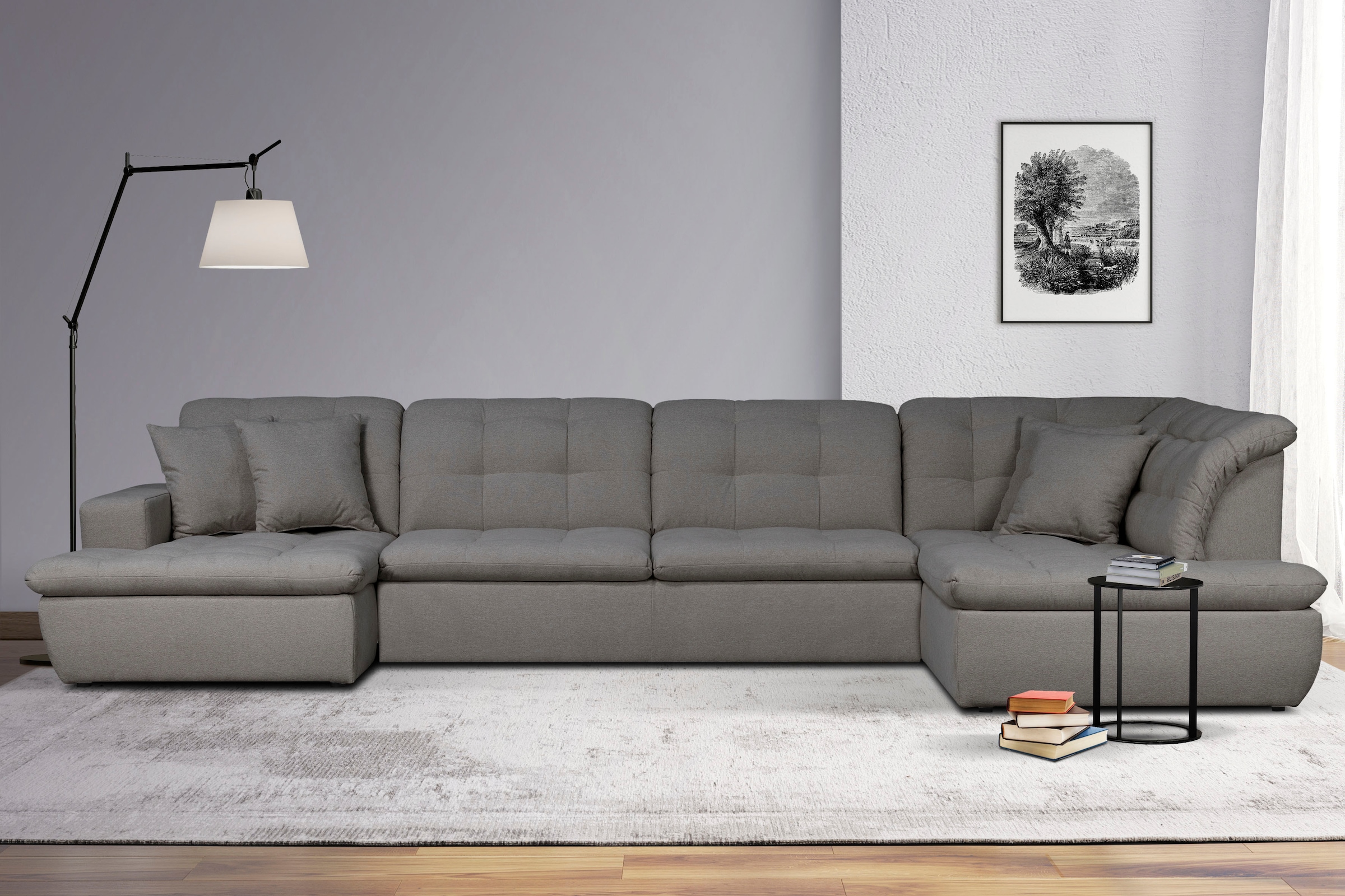INOSIGN Wohnlandschaft »BRISBANE NEU U-Form«, mit feiner Steppung, Matten-Optik, incl. Zierkissen