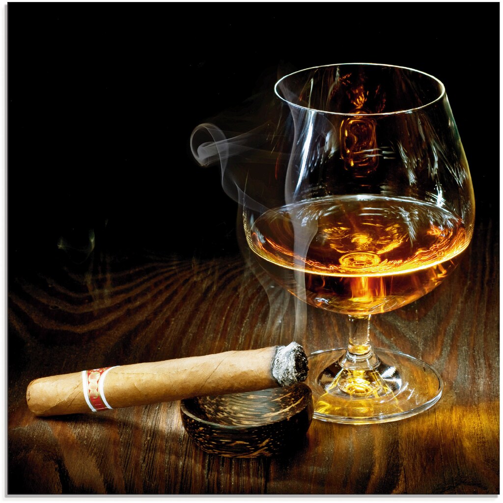 Artland Glasbild »Zigarre und Cognac«, Zigarren, (1 St.), in verschiedenen Größen