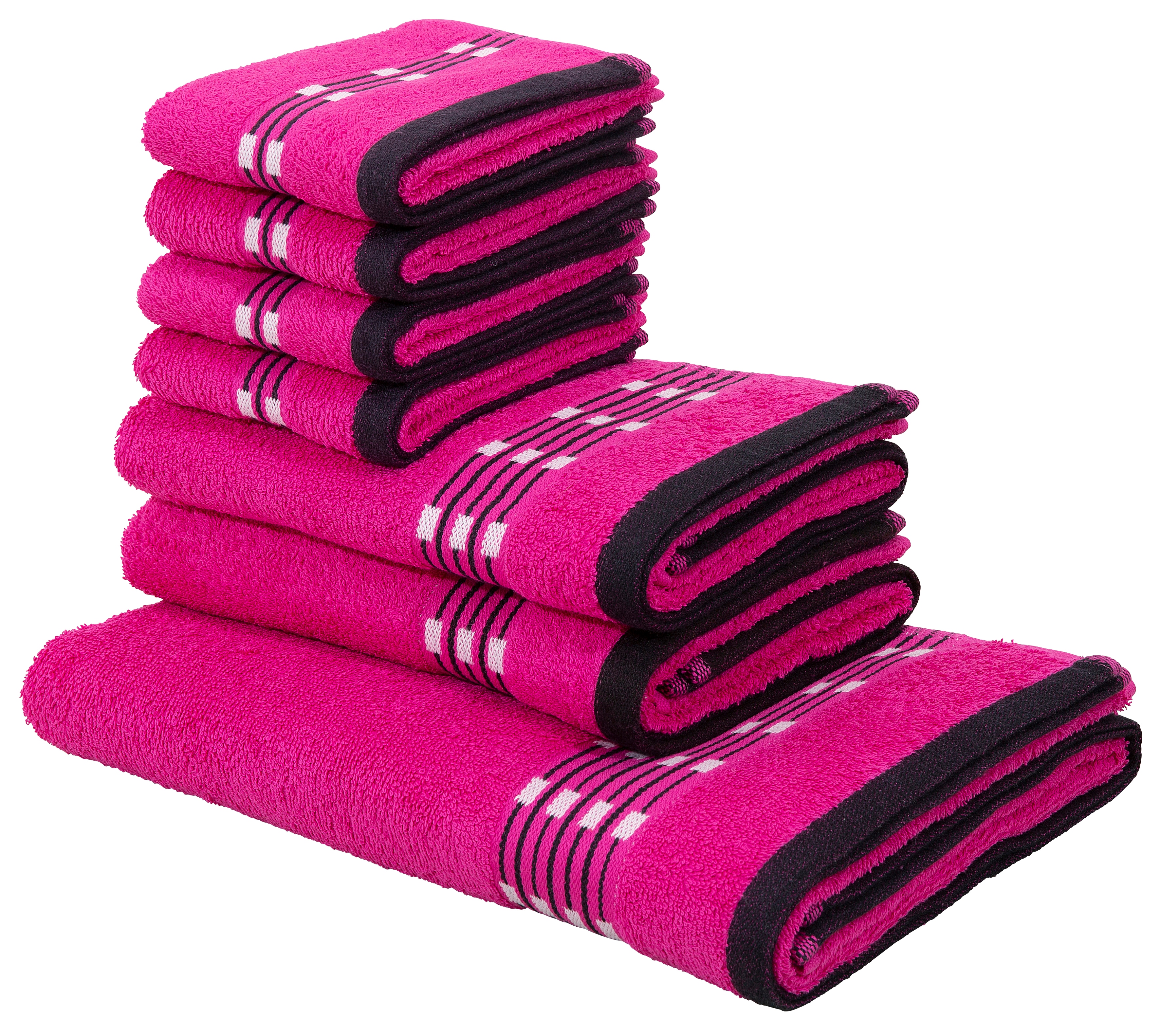 OTTO home Handtuch Set "Jonnie" Set 7 Walkfrottee Handtücher aus 100% Baumwolle, Handtuchset mit gemusterter Bordüre