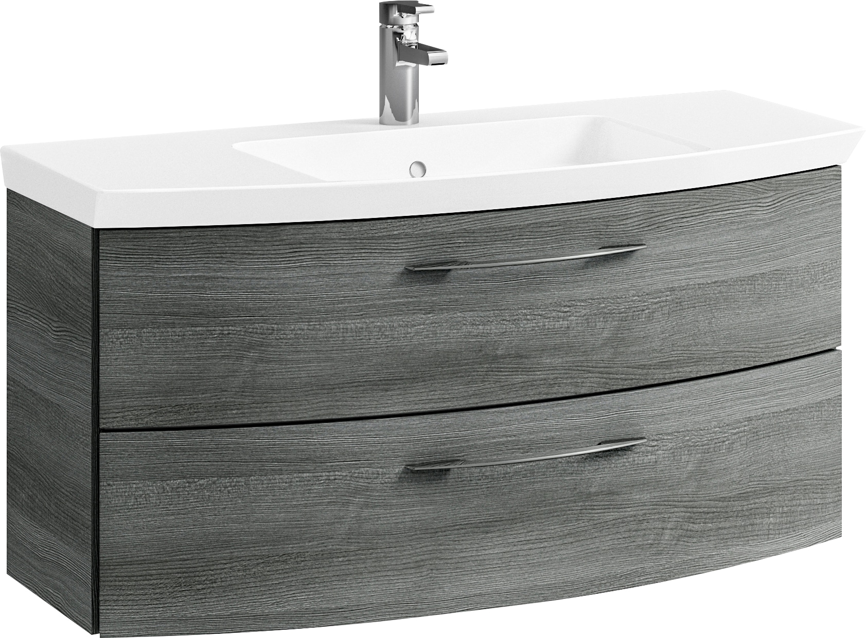 Saphir Badmöbel-Set »Cassca Sprint 2-teilig Mineralmarmor-Waschtisch mit LED-Spiegelschrank«, (2 St.), Waschplatz mit 2 Schubladen, inkl. Dämpfer, 101 cm breit