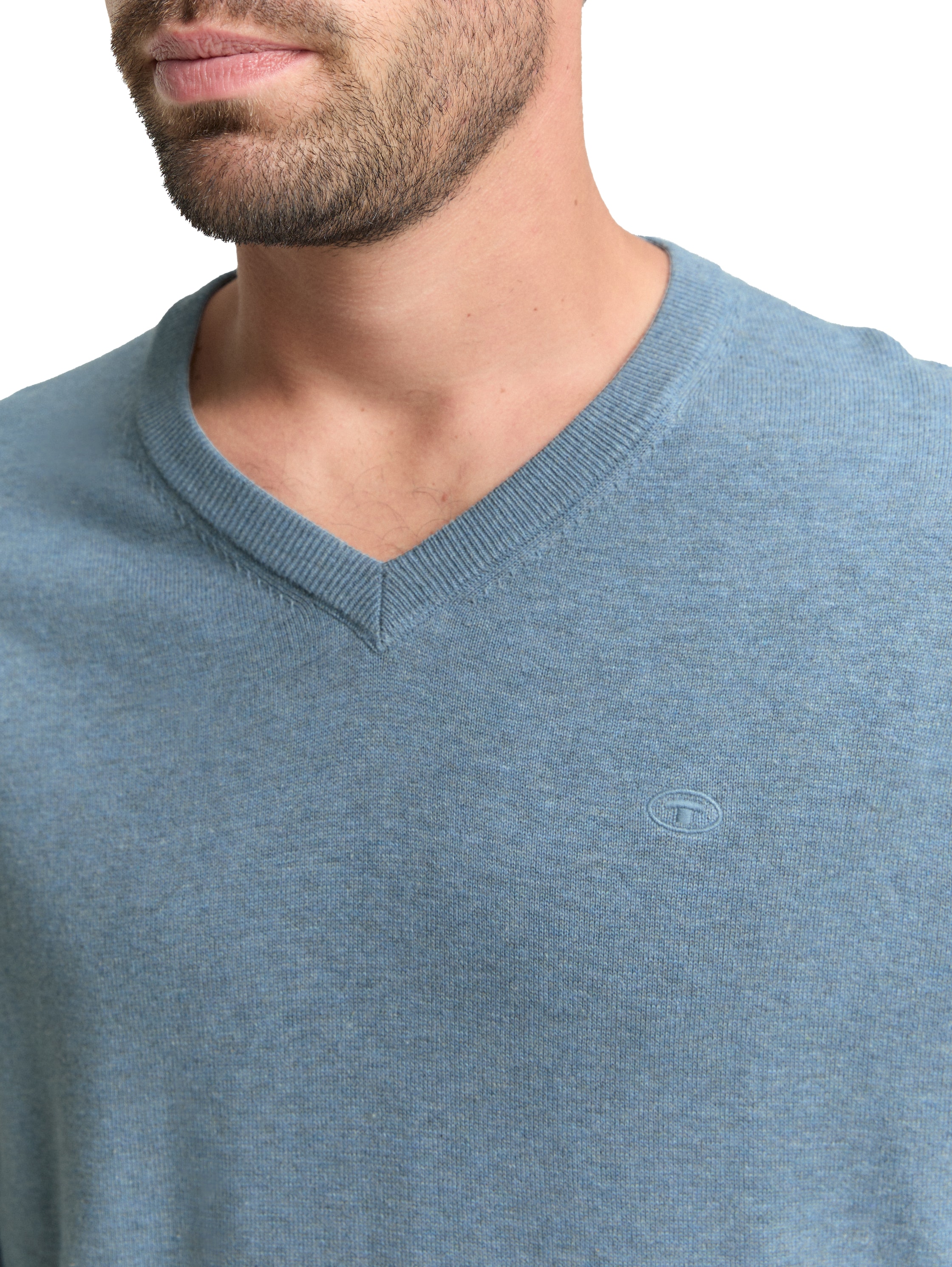 Thumbnail - TOM TAILOR V-Ausschnitt-Pullover mit kleiner Logo-Stickerei