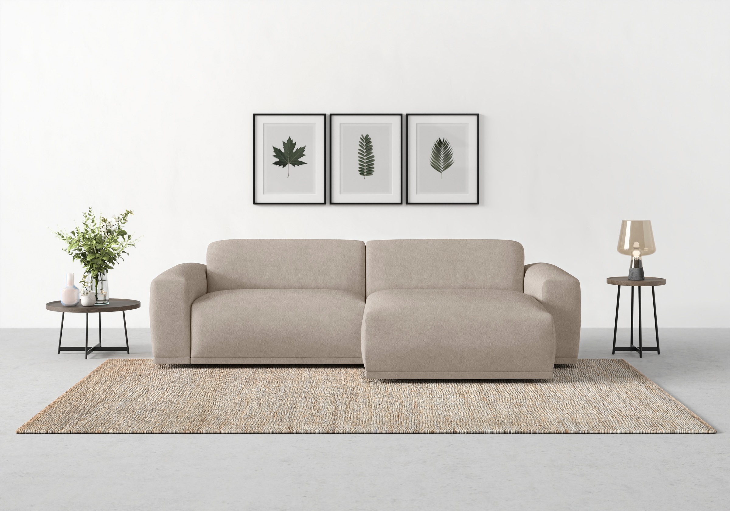 TRENDMANUFAKTUR Ecksofa "Braga, mit hochwertigem Kaltschaum, L-Form, Japandi-Design" modernes Sofa, Couch mit hohem Sitzkomfort, 255/72/160 cm (B/H/T)