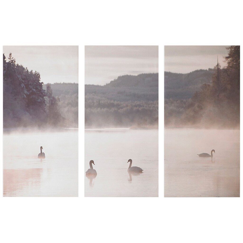 Art for the home Leinwandbild »Swan Lakeside«, Seelandschaft, (Set, 3 St.)