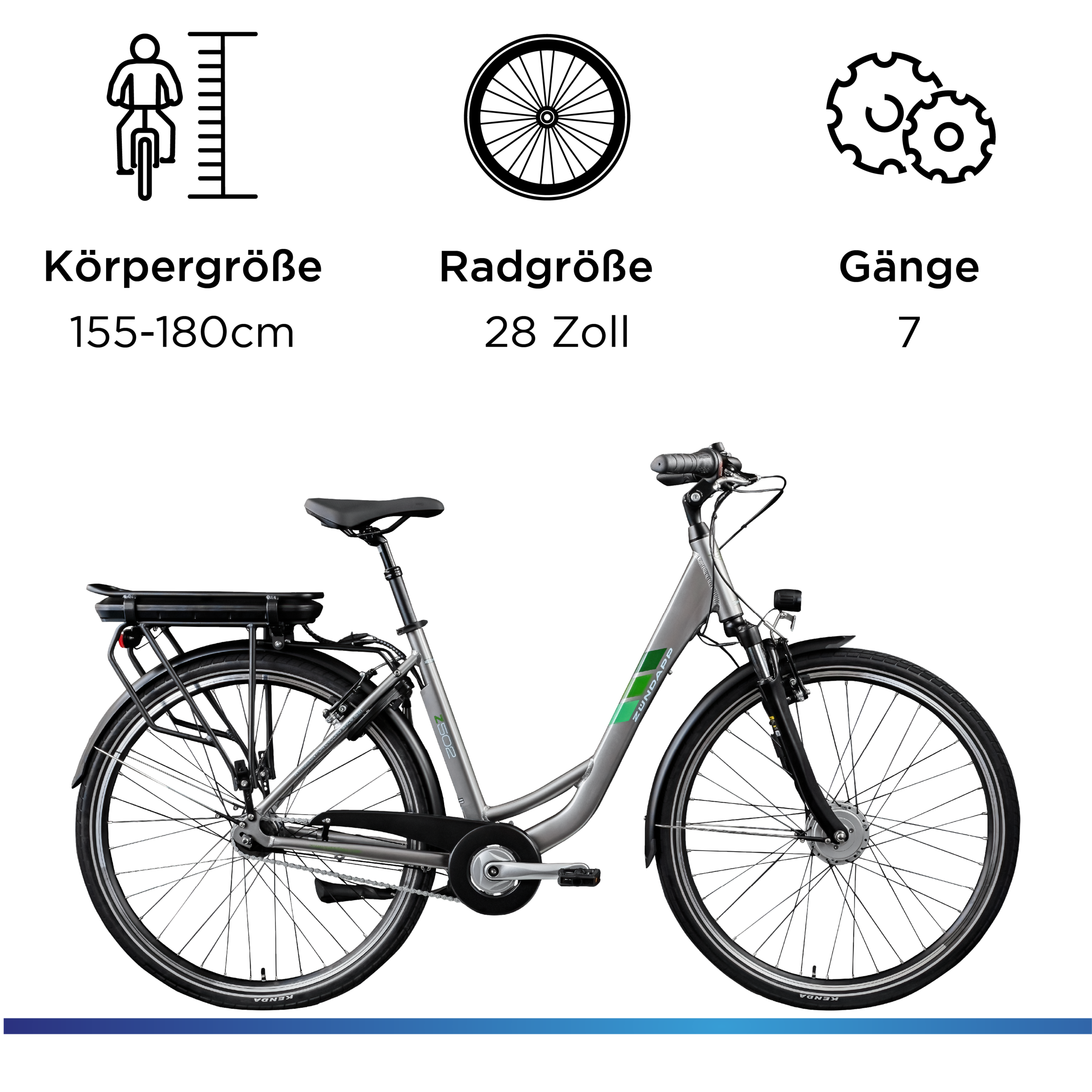 Zündapp »Z502« 7 Gang Nabenschaltung Frontmotor 250 W Pedelec, Elektrofahrrad für Damen und Herren
