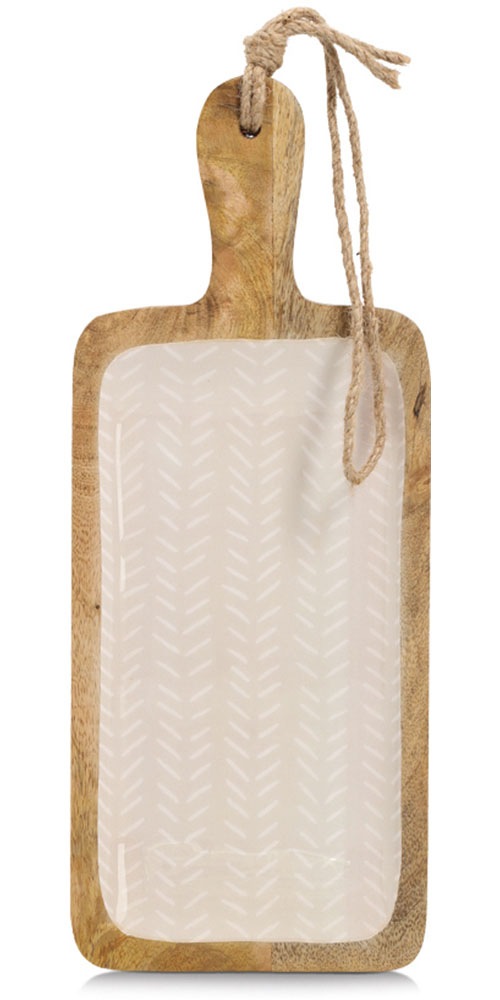 Zeller Present Servierbrett »Servierplatte, Mangoholz« Kordel zum Aufhängen, Epoxidharz-Beschichtung