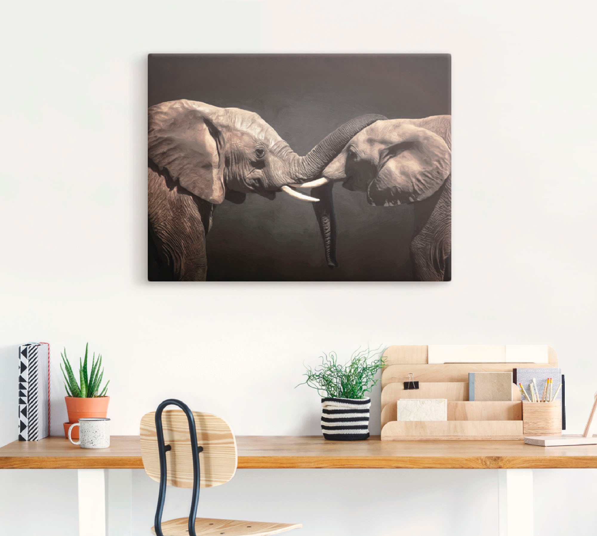 Artland Wandbild »Zwei Elefanten«, Wildtiere, (1 St.), als Leinwandbild, Poster, Wandaufkleber in verschied. Größen