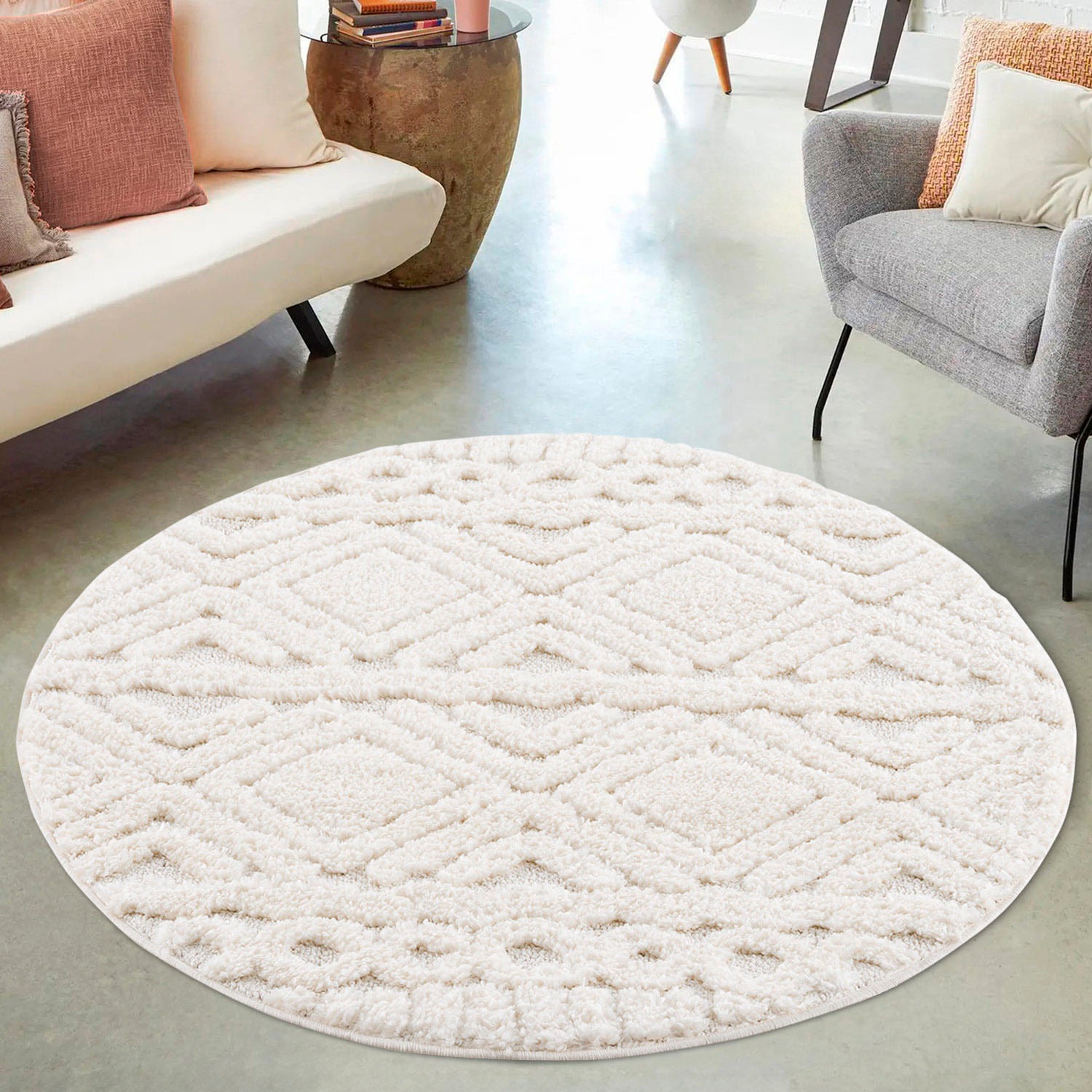 my home Hochflor-Teppich "Andro" rund 20 mm Höhe Boho Stil, weich, Hoch Tie günstig online kaufen