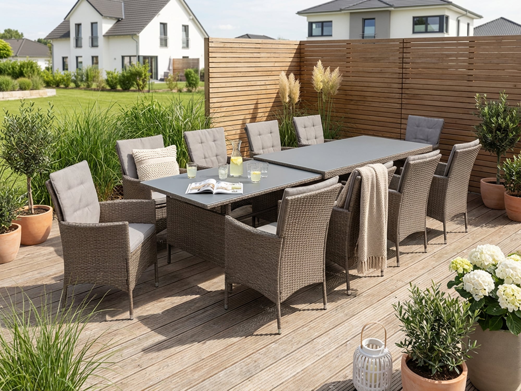 KONIFERA Garten-Essgruppe "Mailand" Set, 10x Sessel, 1x AZ-Tisch 179-302 cm günstig online kaufen