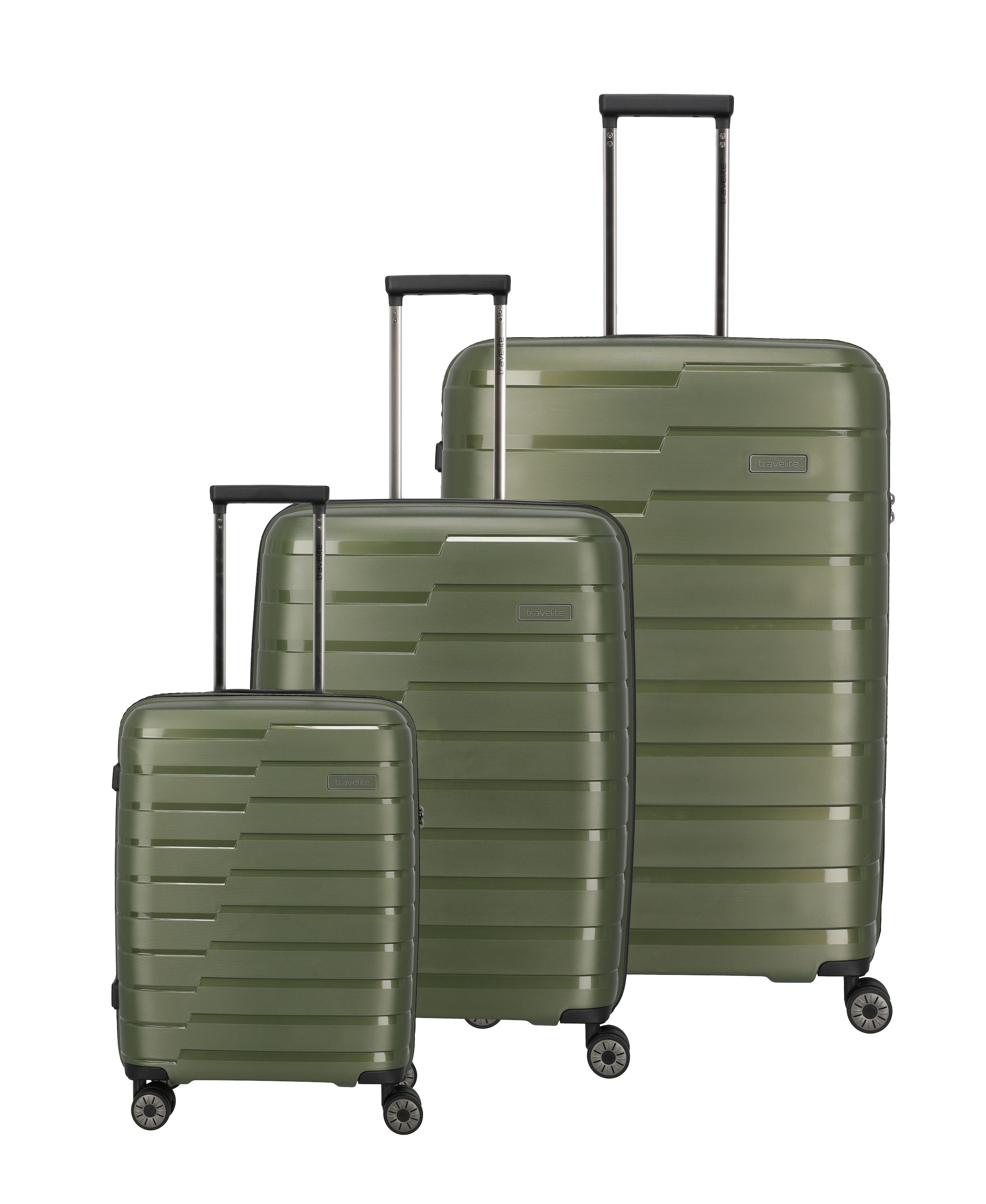 travelite Trolleyset "AIR BASE 3-teilig Reisekoffer Hartschale" mit TSA-Schloss und bruchfester Polypropylen-Schale