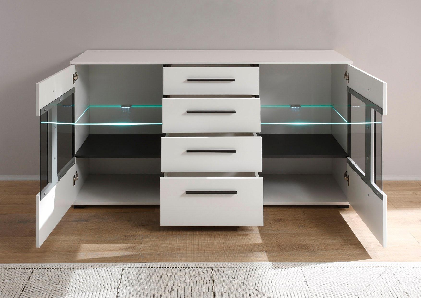 INOSIGN Sideboard »Cantara, moderner Schrank, Kommode in Eiche Evoke oder weiß«, schwarze Stangengriffe, ausreichend Stauraum, vielseitig einsetzbar