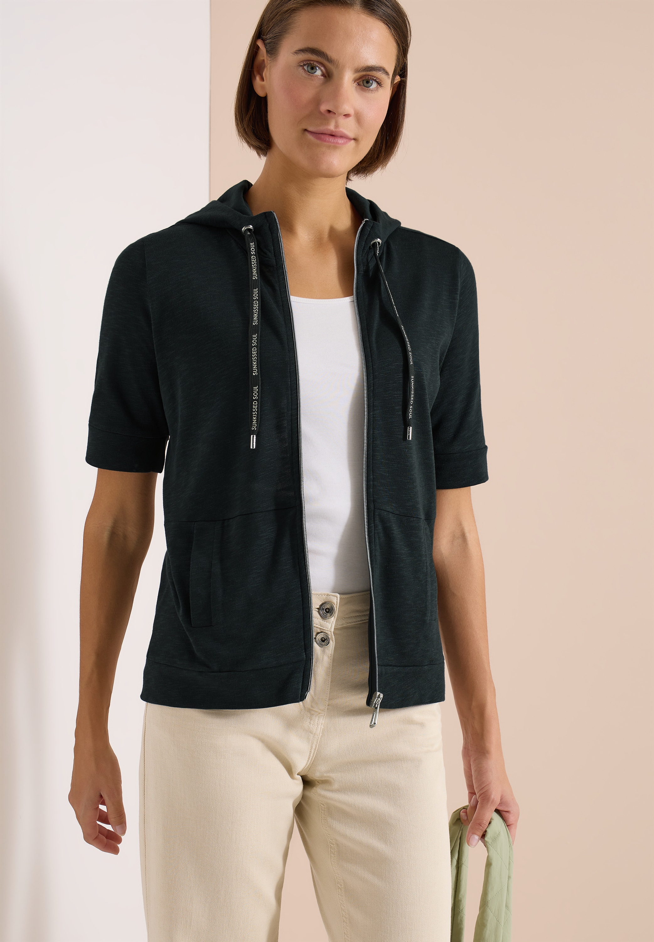 Cecil Sweatjacke mit Hoodie und Zipper