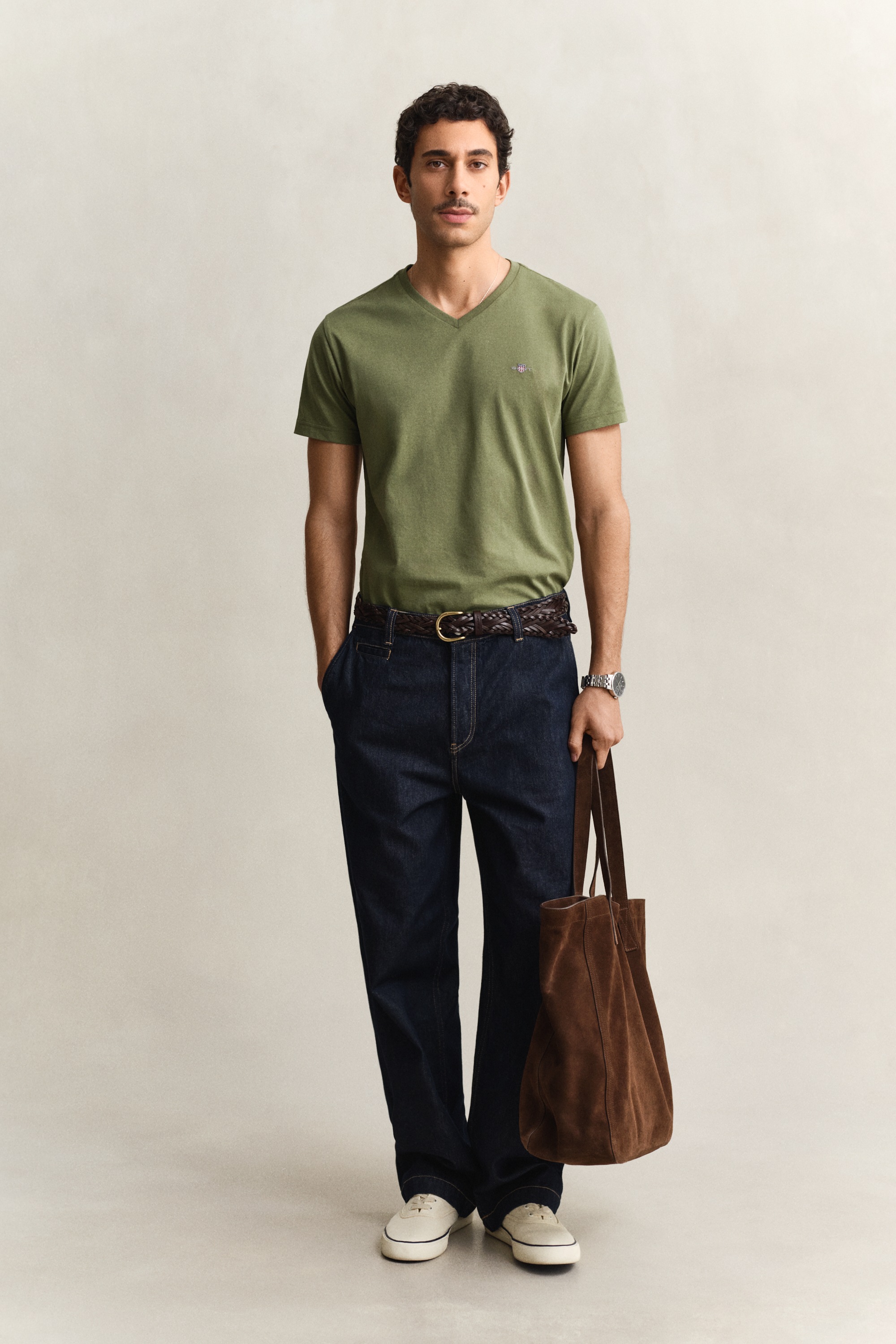 Gant Slim Shield V-Neck T-Shirt Dry Herb Green M 3