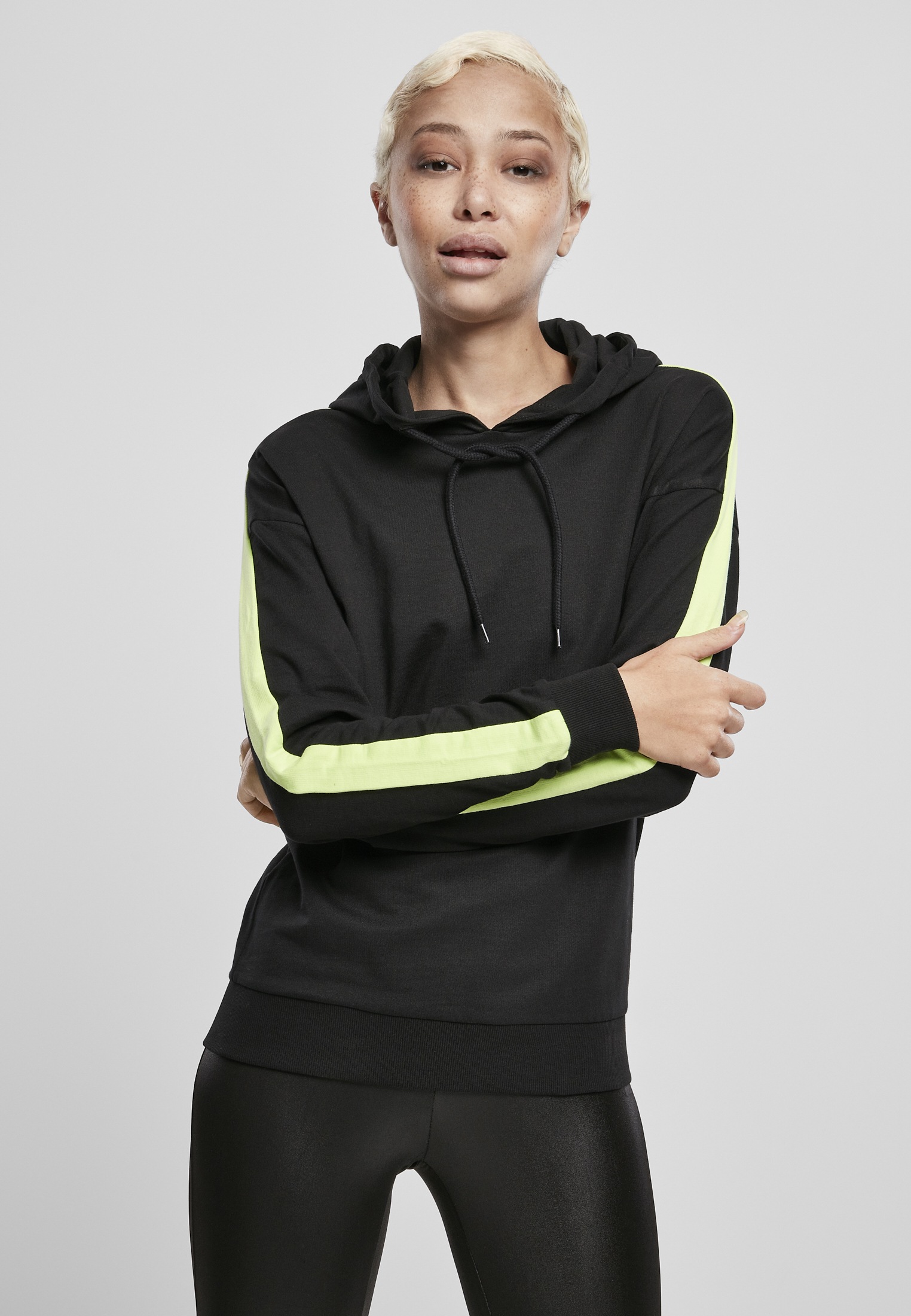 URBAN CLASSICS Kapuzenpullover "Urban Classics Damen Ladies Neon Shoulder Stripe Hoody"