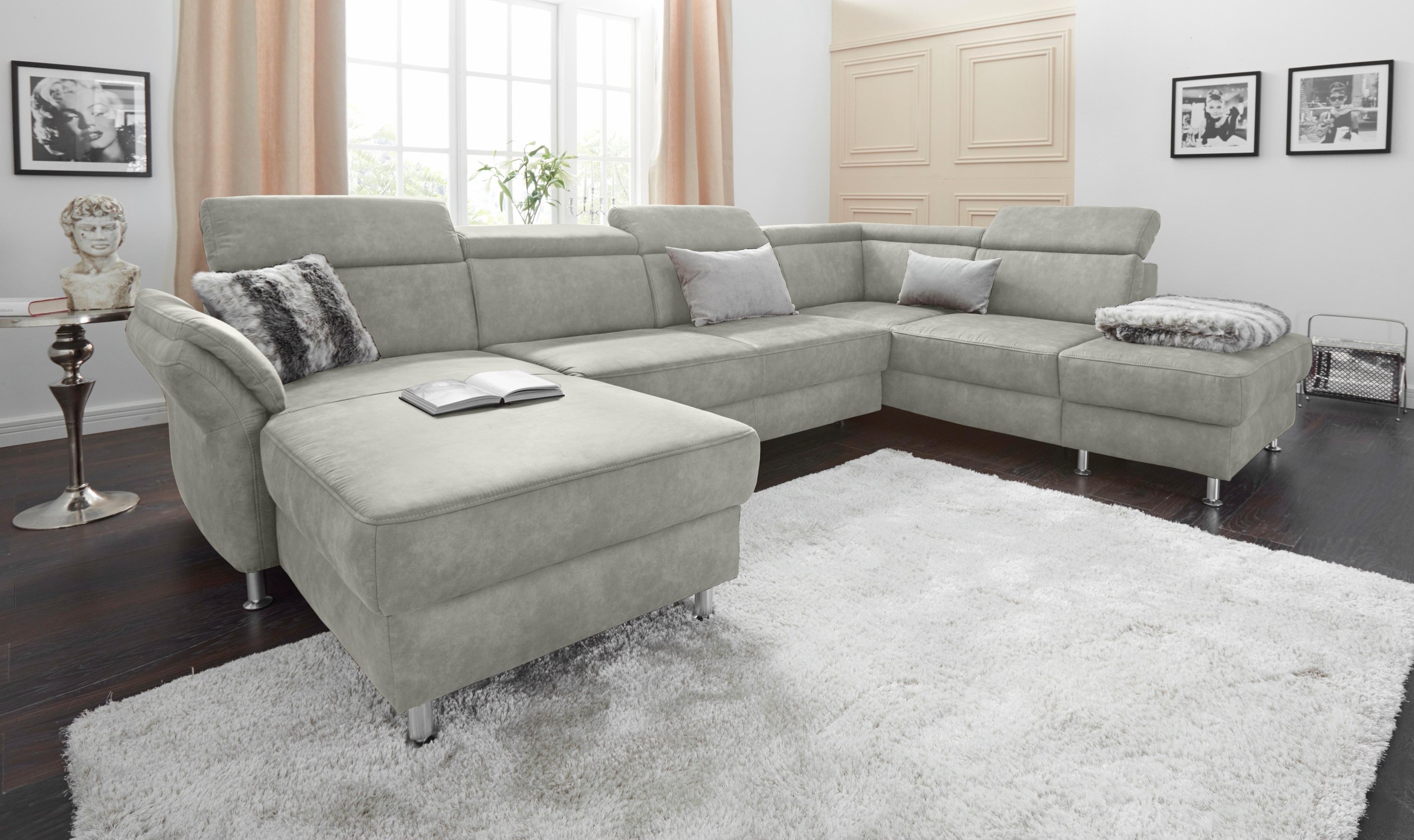 sit&more Wohnlandschaft "Avignon U-Form" optional Schlaffunktion & Stauraum, inklusive Kopfteilverstellung
