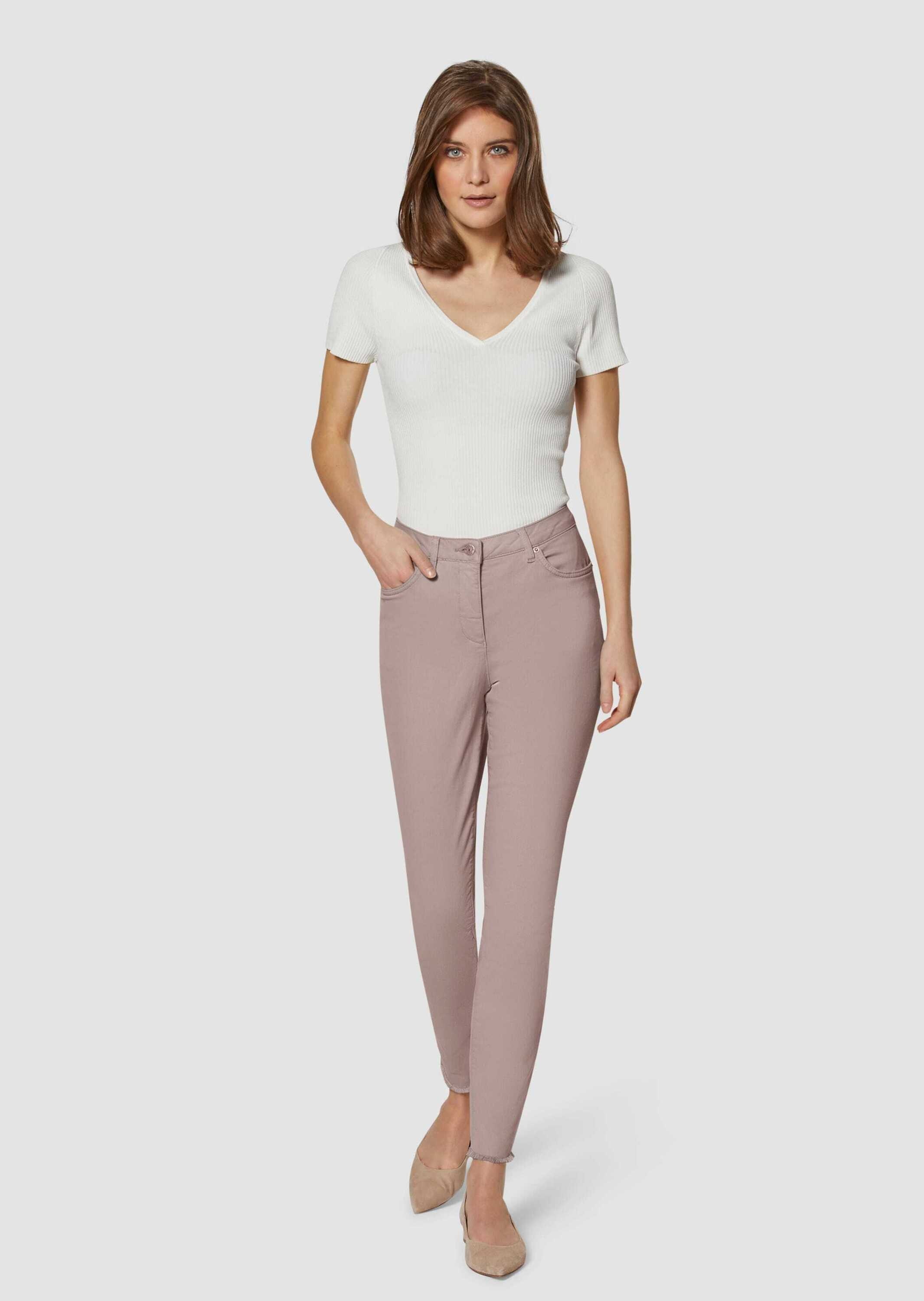 MADELEINE Regular-fit-Jeans »Jeans Mid Waist Skinny-Hose mit Fransen«