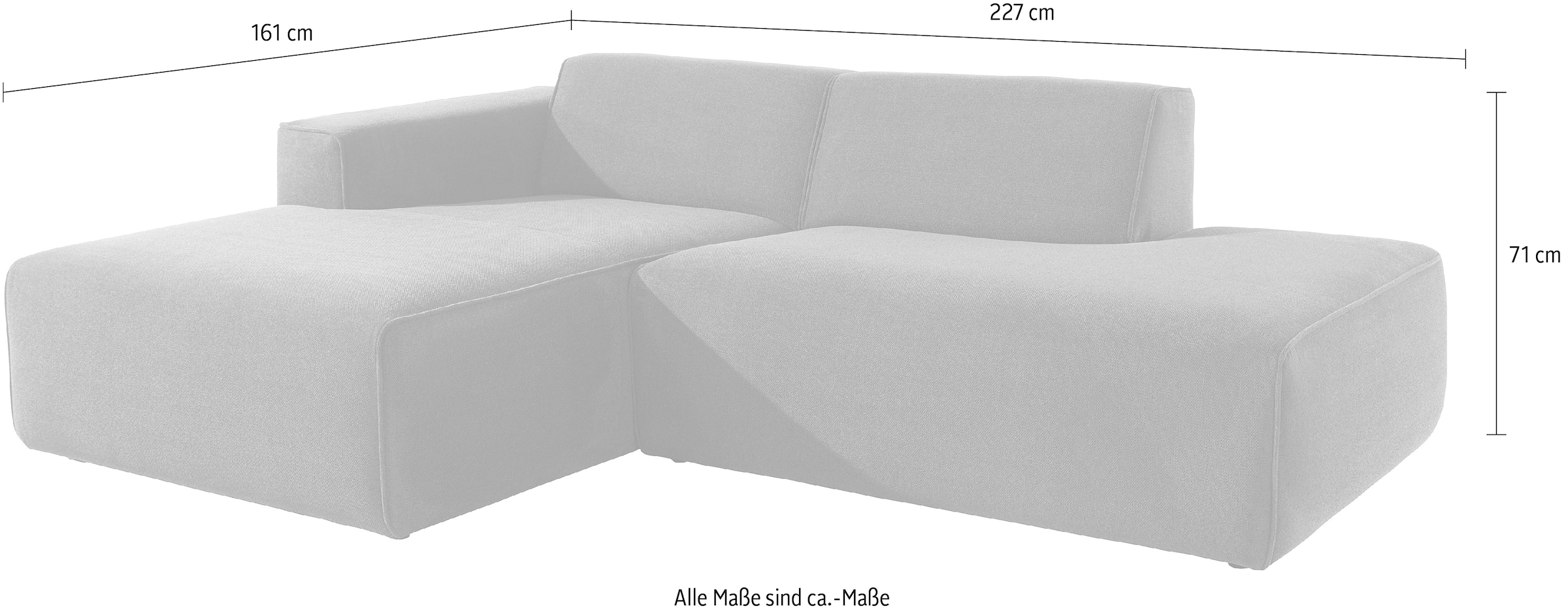 andas Ecksofa »Noord«, mit Kedernaht, Cord, Luxus-Microfaser, Struktur, Struktur grob