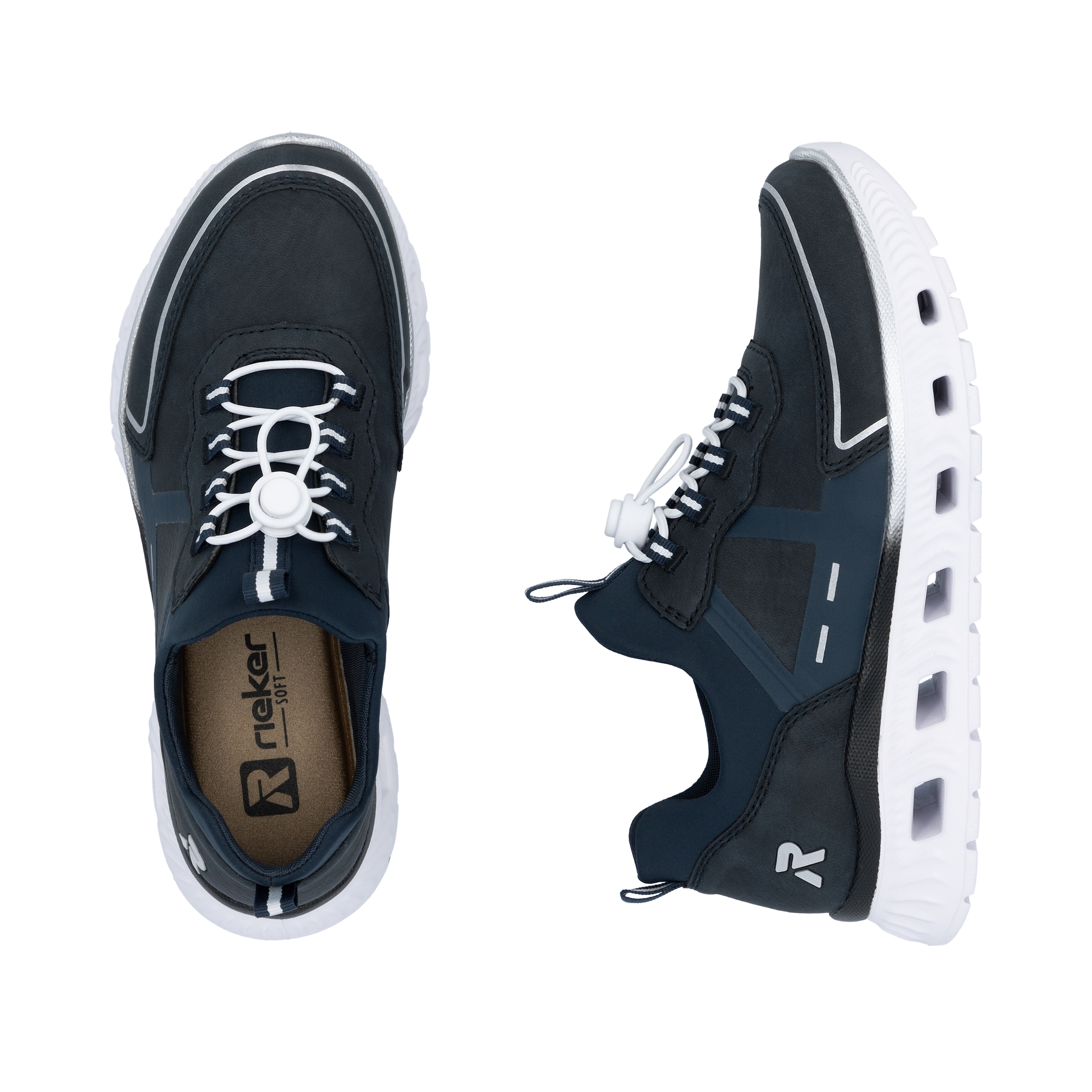 RIEKER Sport Slip-On Sneaker, Schlupfschuh, Halbschuh, Freizeitsneaker mit Schnellverschluss