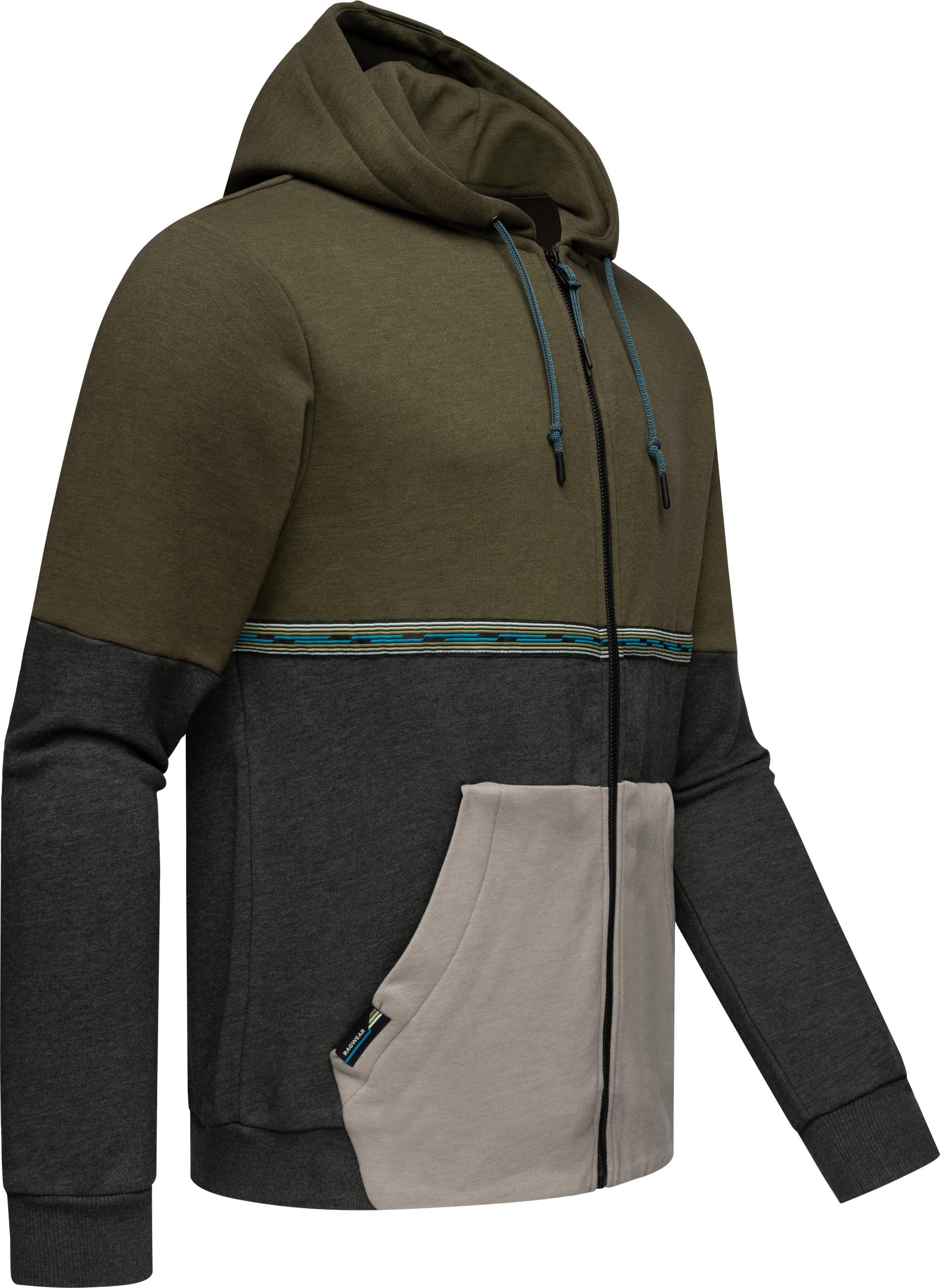 Ragwear Kapuzensweatjacke »Blocky«, Herren Basic Sweatjacke mit Kapuze