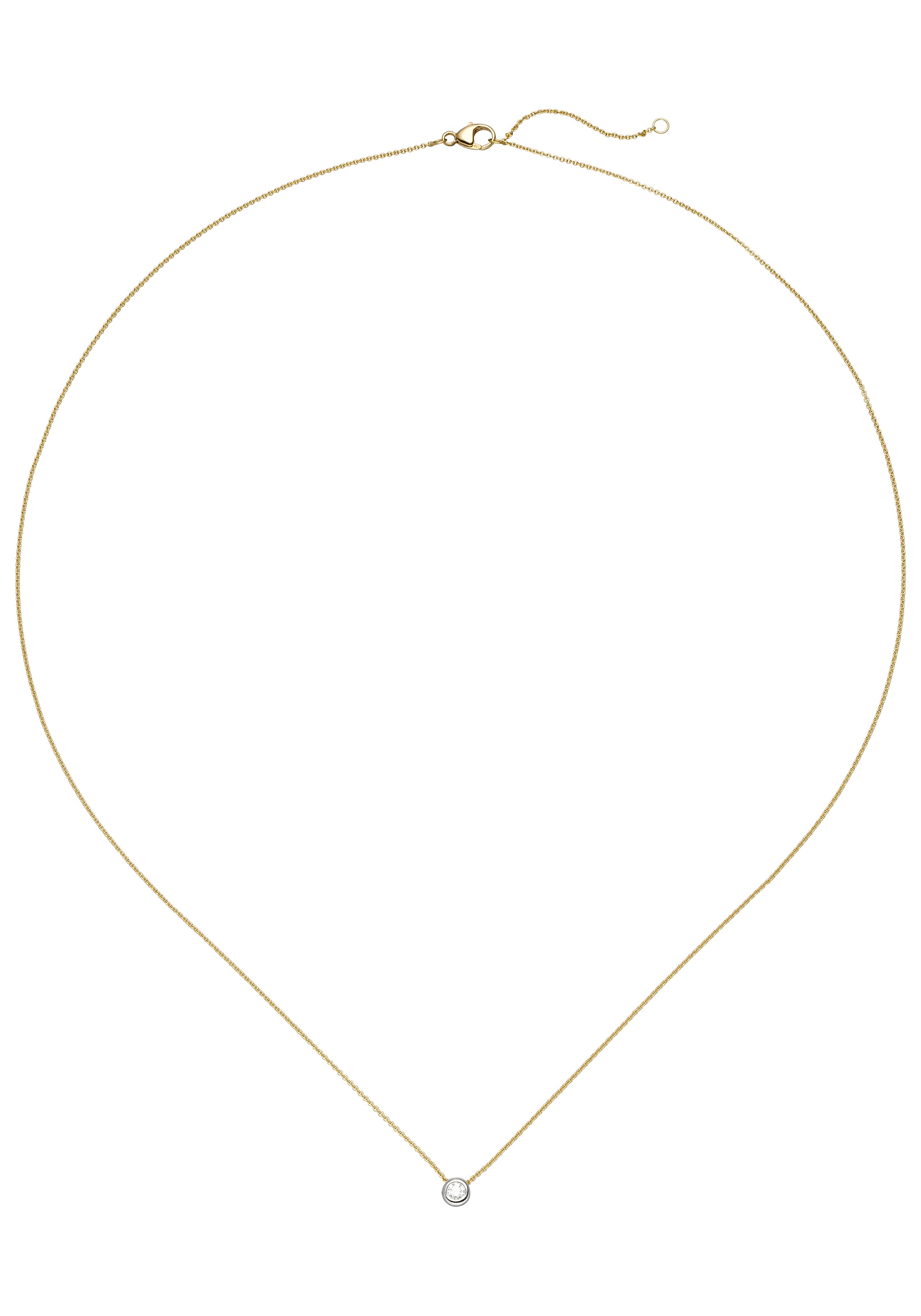 JOBO Kette mit Anhänger »mit Diamant Brillant zierlich« 18 Karat 750 Gold bicolor