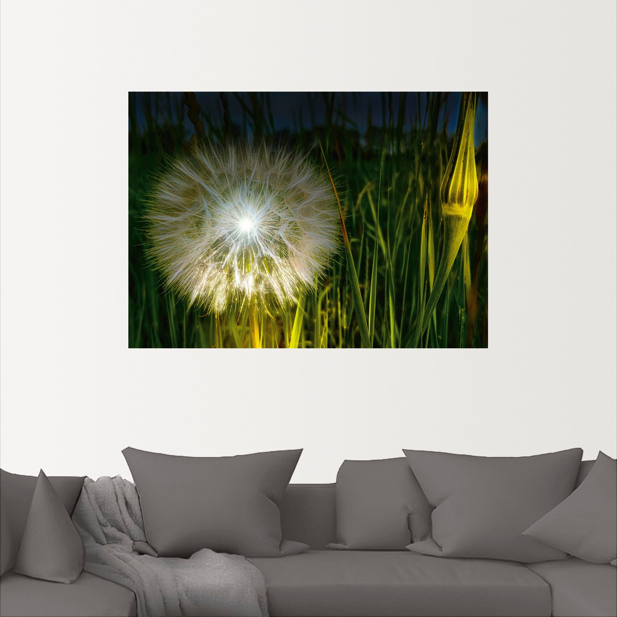 Artland Wandbild »Pusteblume Nachts beleuchtet.«, Blumenbilder, (1 St.), als Alubild, Leinwandbild, Wandaufkleber oder Poster in versch. Größen
