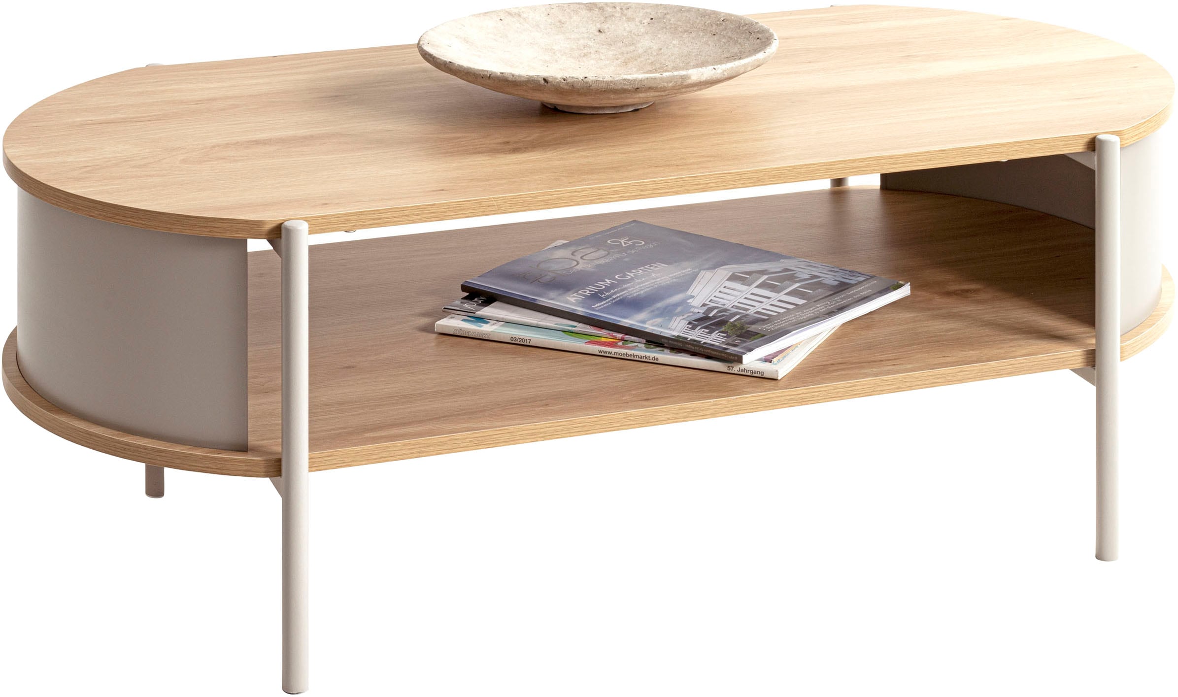 HAKU Couchtisch "Sofatisch, Wohnzimmertisch" 1 Stk. tlg. oval - aus MDF Braun B/T/H 100/54/37 cm
