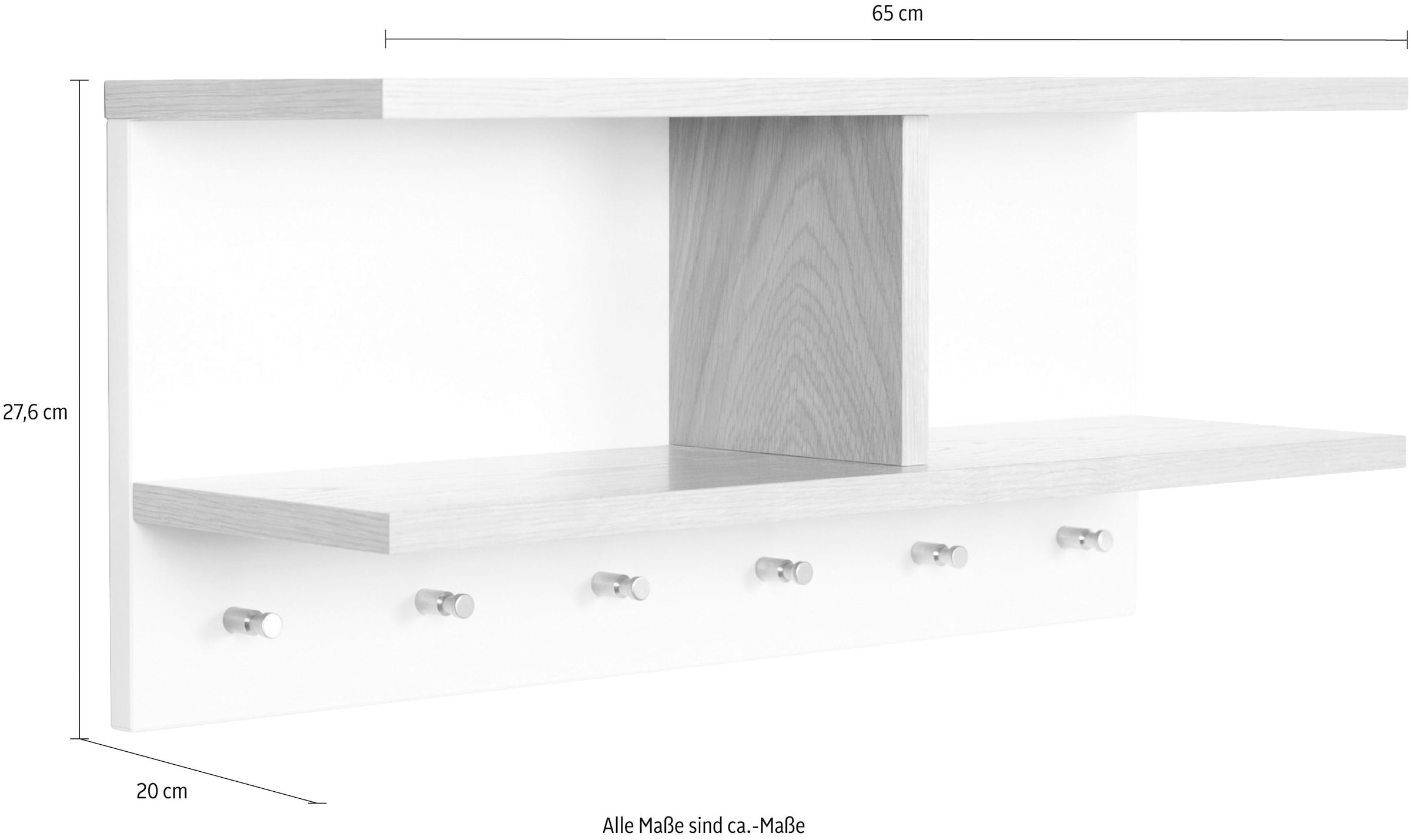 Woodman Garderobenpaneel »Northgate«, Holzfurnier aus Eiche, mit 6 Haken