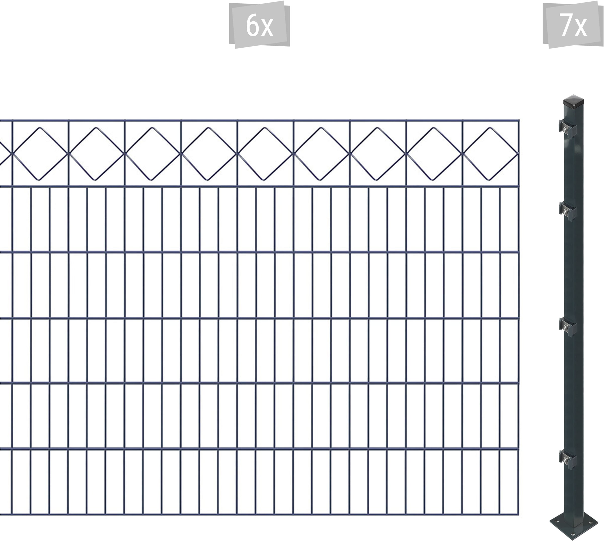 Arvotec Doppelstabmattenzaun "ESSENTIAL 120 zum Aufschrauben "Karo" mit Zie günstig online kaufen
