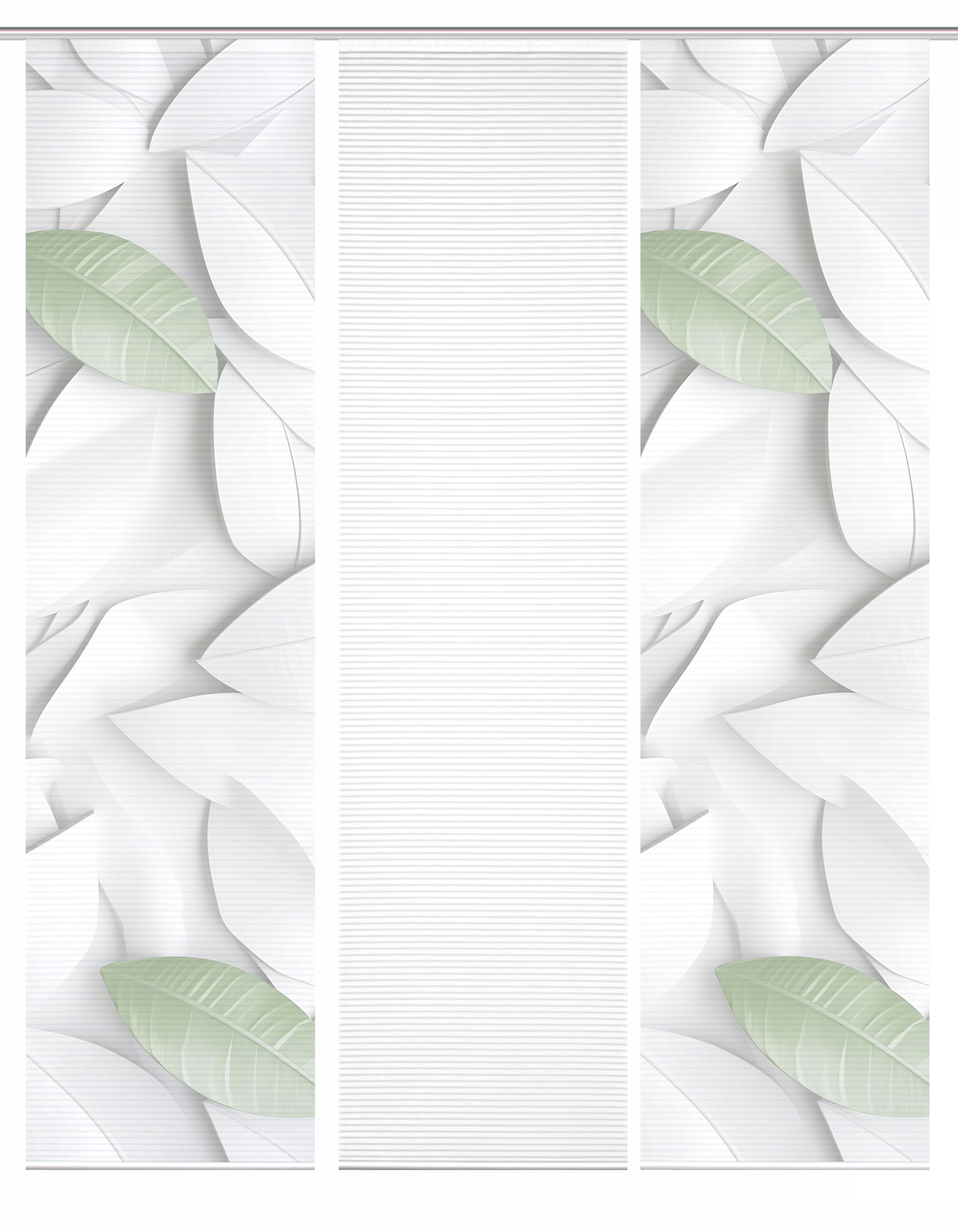 Thumbnail - HOME in green Schiebegardine "LISON", (3 St.), SET DIGITALDRUCK,BAMBUSOPTIK RECYCELT