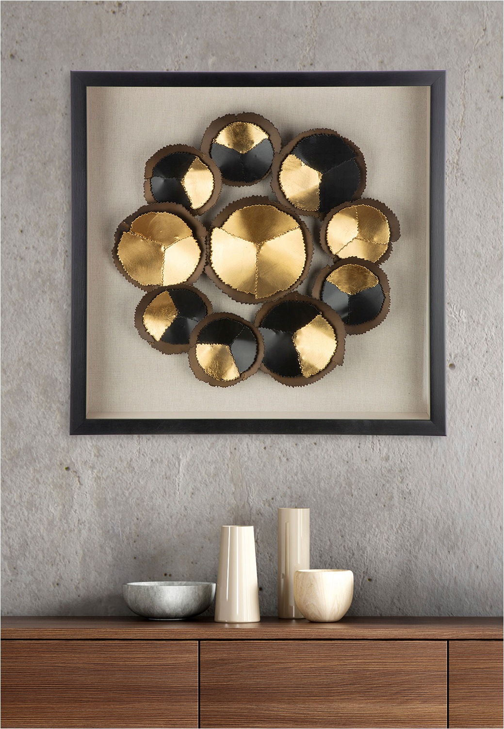 GILDE Metallbild »Bild quadratisch Cut  schwarz« klassische Fantasie 1 Stk. tlg. Modern abstrakte Kunst geometrisches Muster Designbild Metalloptik