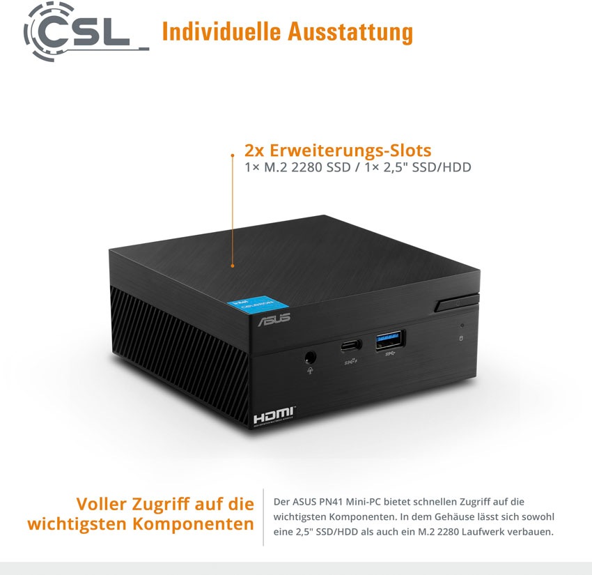 Asus Mini-PC »PN41 / 2000 GB M.2 SSD / 32 GB / Win 11 Home«