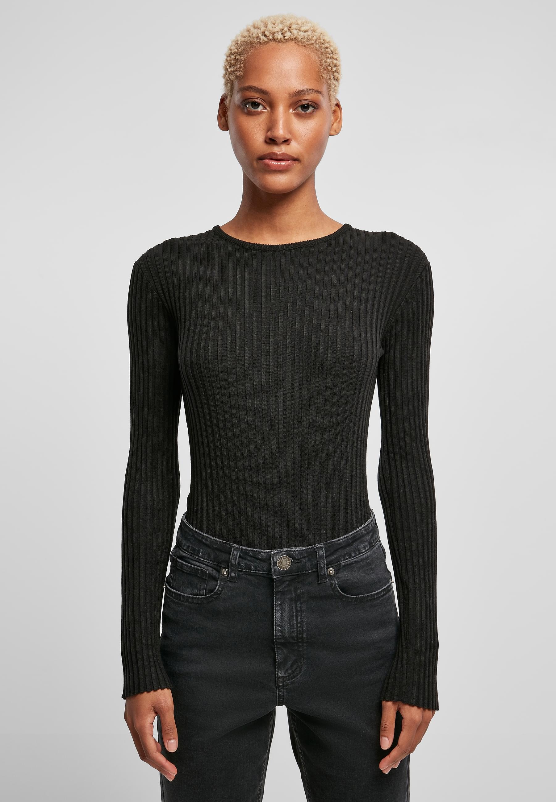 URBAN CLASSICS Longsleeve »Urban Classics Damen Ladies Rib Knit Longsleeve Body«, (1 tlg.)