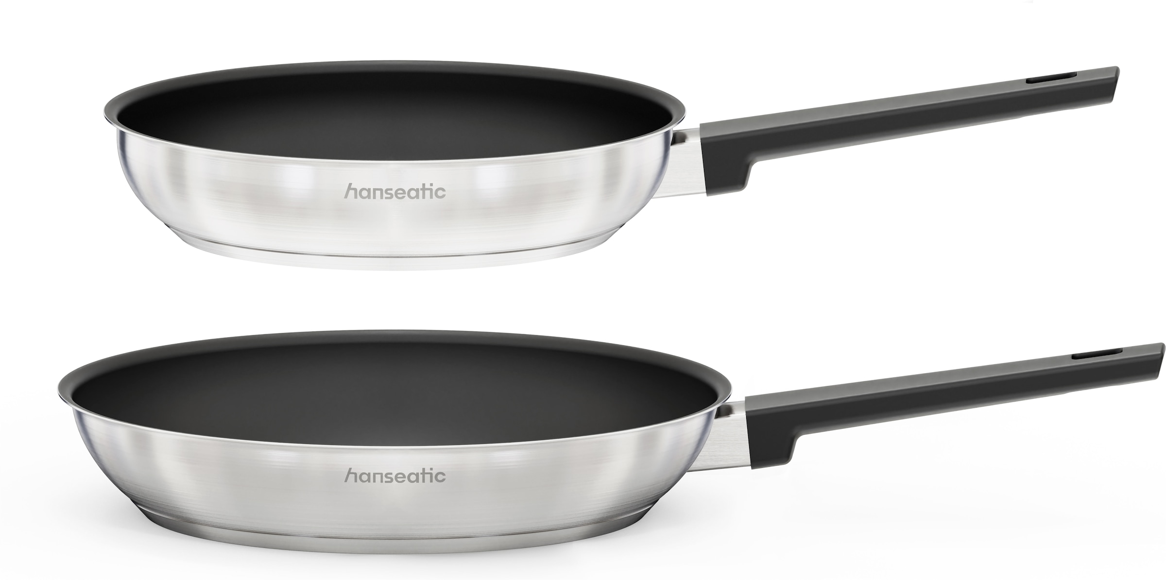 Hanseatic Pfannen-Set "SMART" Edelstahl 18/10 Set, 1x Pfanne Ø 24 cm und 28 cm, 2 tlg. Pfannen mit Antihaftbeschichtung, für alle Herdarten, inkl. Induktion