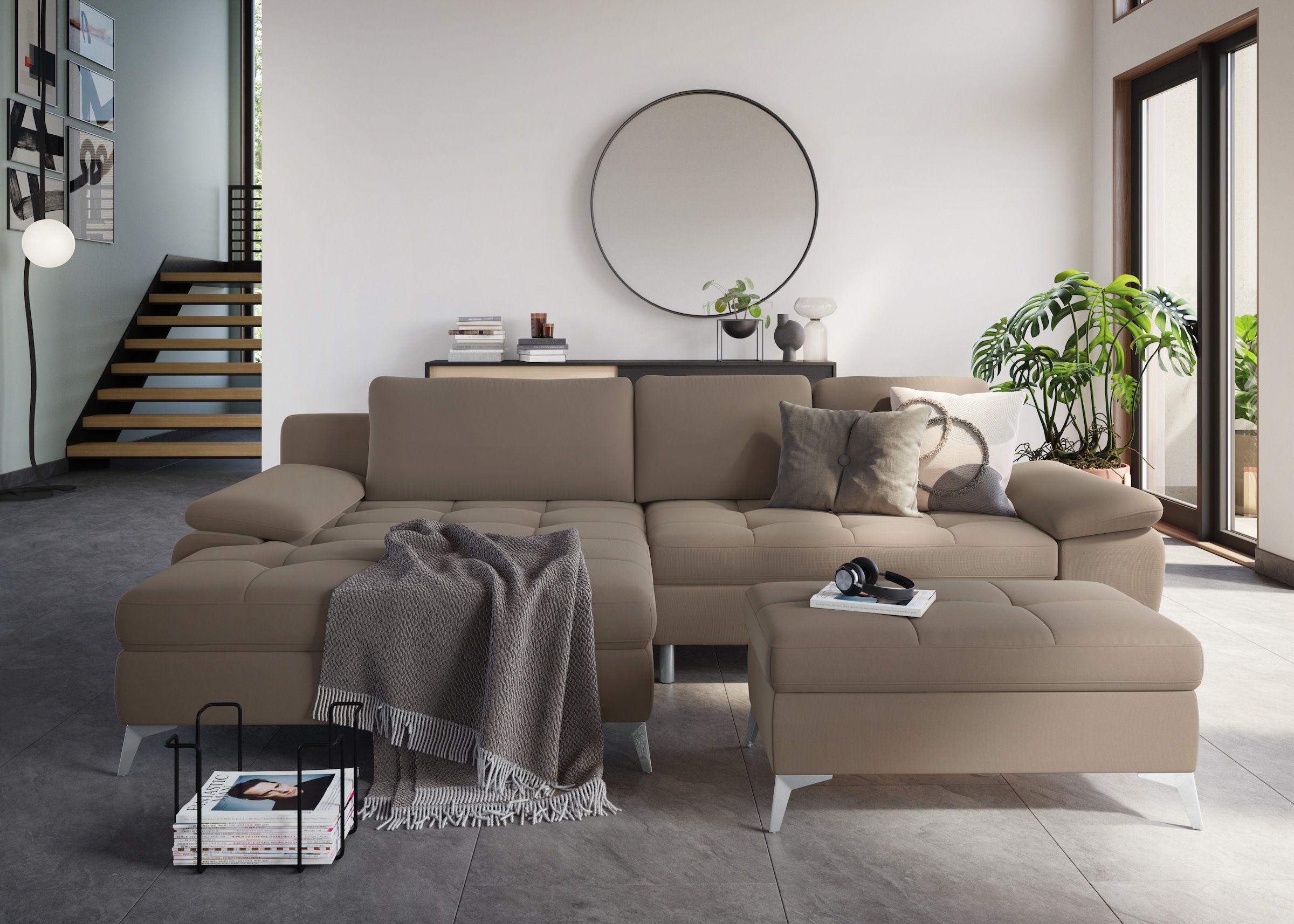 sit&more Ecksofa »Latigo L-Form«, mit Mega-Recamiere, wahlweise mit Bettfunktion und Bettkasten