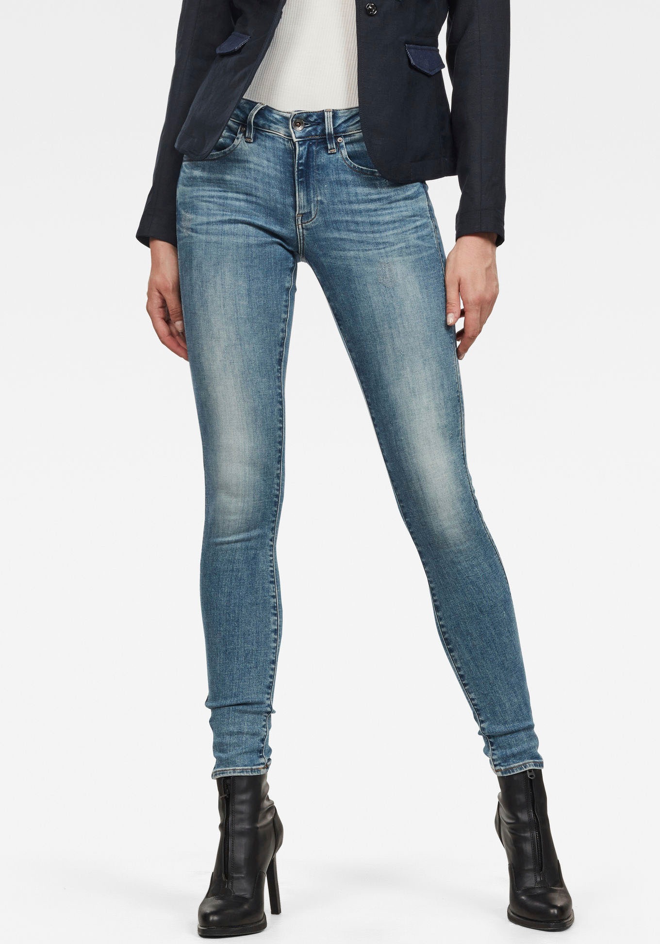 G-STAR Skinny-fit-Jeans "Midge Zip Mid Skinny", mit Reißverschluss-Taschen hinten