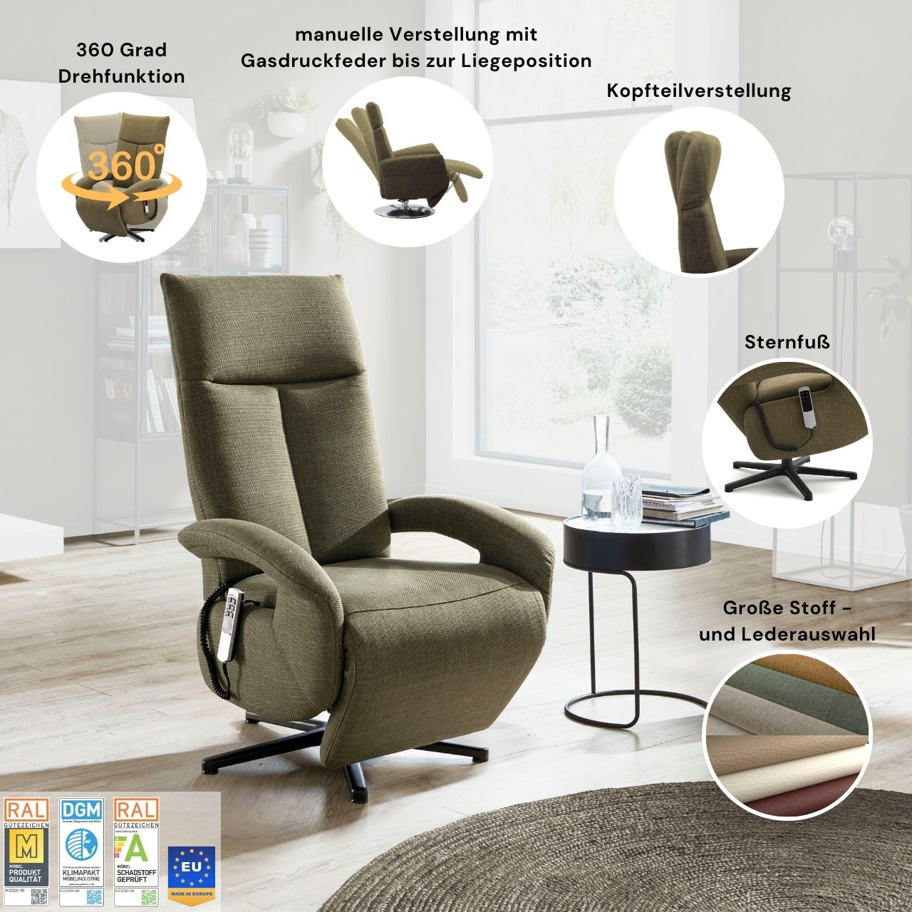sit&more TV-Sessel »Zoe«, wahlweise manuell oder elektrischer Funktion mit Akku