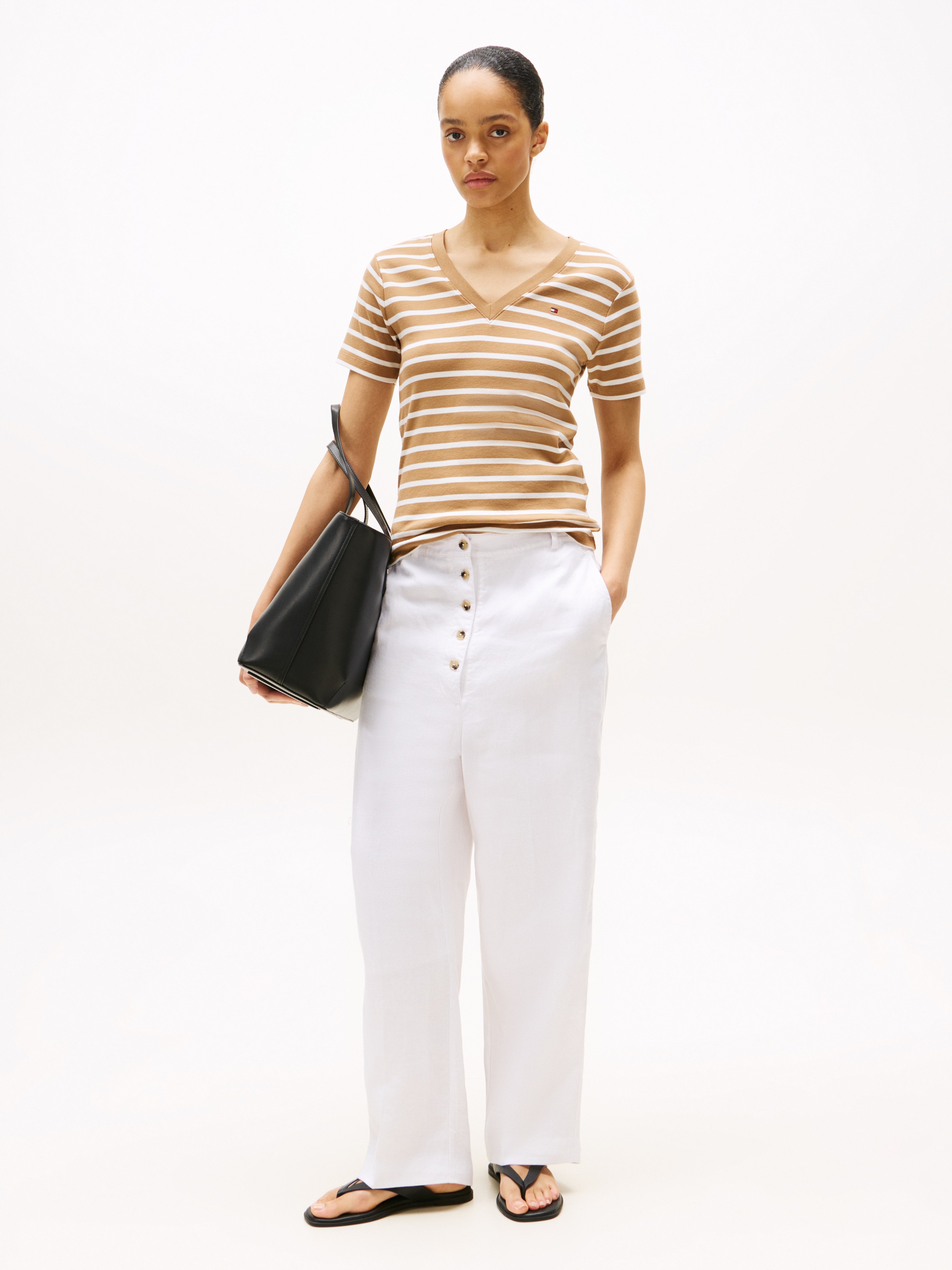 Tommy Hilfiger T-Shirt "SLIM CODY V-NK SS mit V-Ausschnitt und Streifen" Ba günstig online kaufen