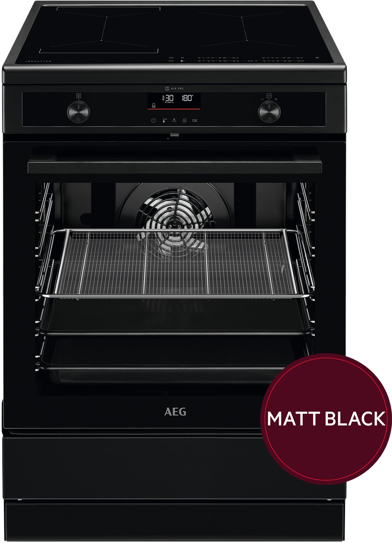 AEG Induktions-Standherd "CIB6499APB", schwarz, Herdsets, Pyrolyse – Selbstreinigung des Standherds ohne Chemie in Matt Schwarz