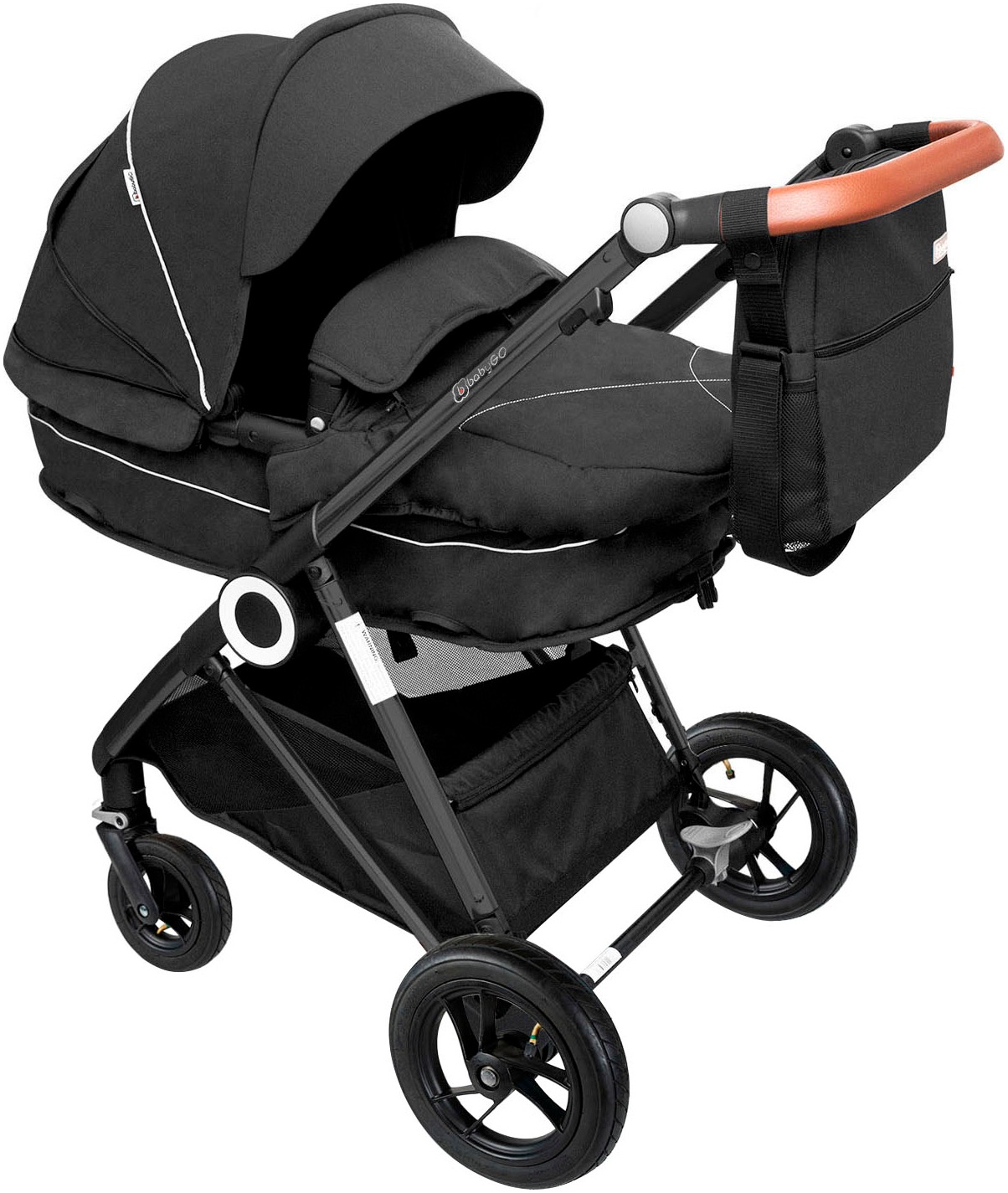 BabyGo Kombi-Kinderwagen »Halime AIR 3in1«, mit Luftreifen, inkl. Babywanne, Babyschale, Regenhaube & Wickeltasche