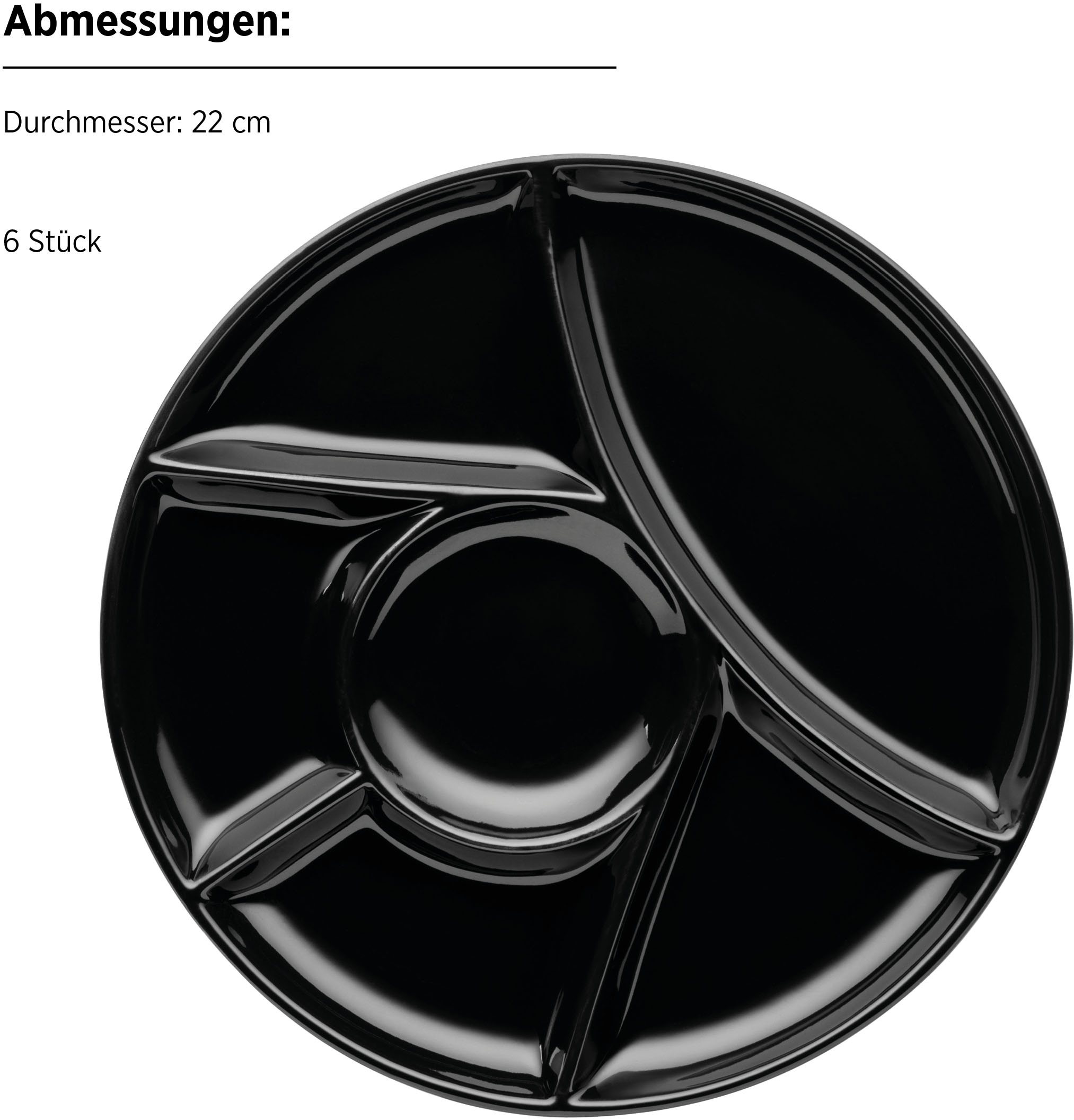 MÄSER Fondueteller »Fondueteller Set, aus Porzellan, Ø 21,5 cm«, (Set, 6 St.), Geschirr-Set, Teller-Set