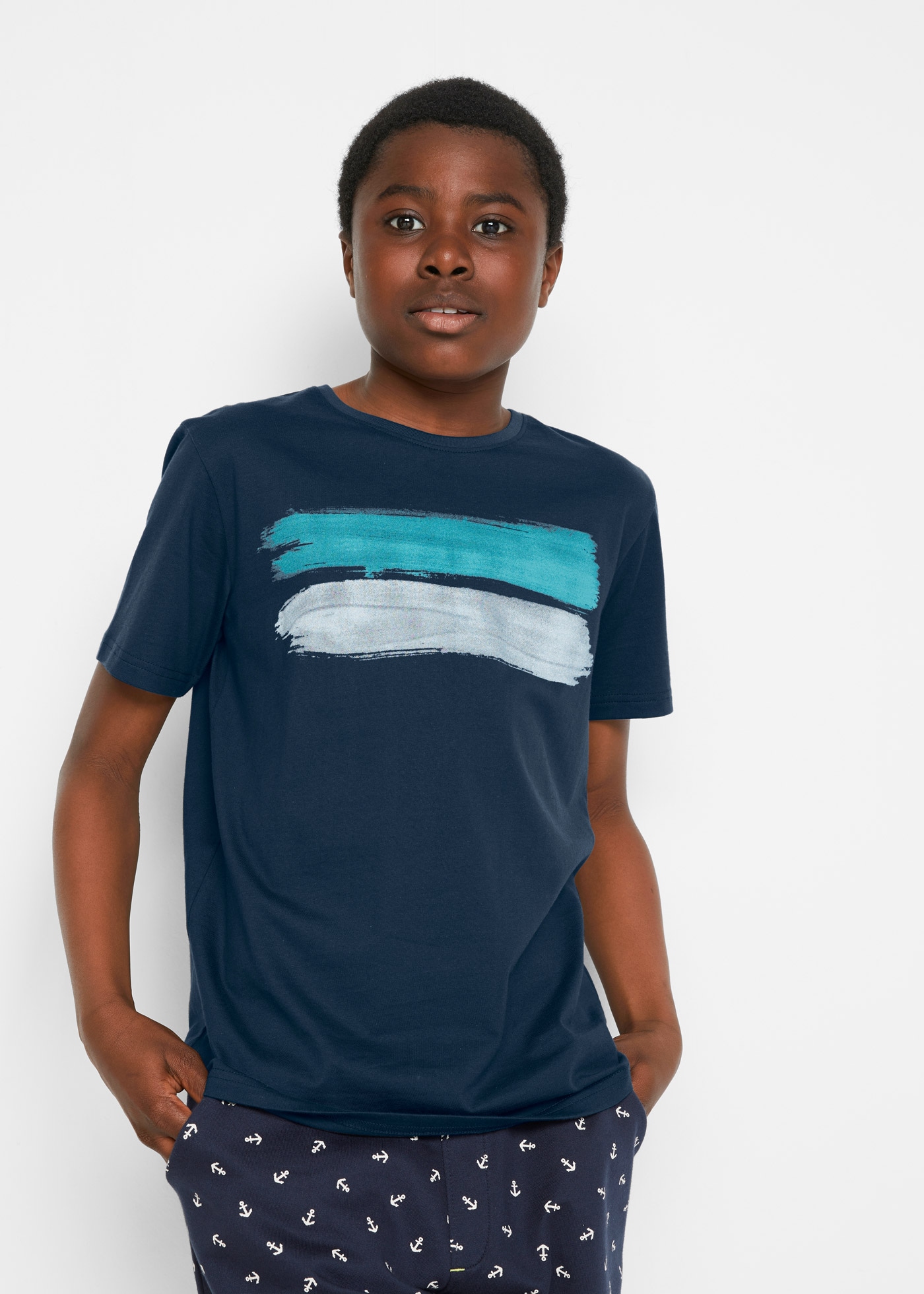 bonprix T-Shirt bequeme Passform, Kurzarm-Design, für Schule und Freizeit