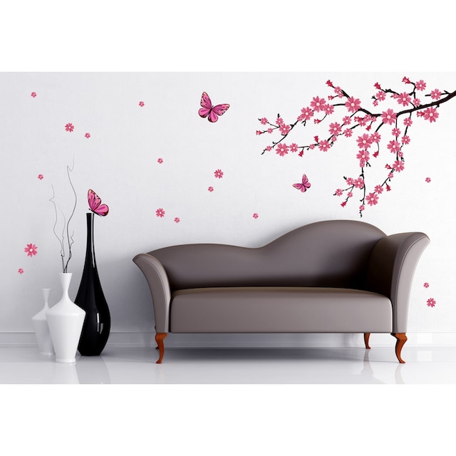 Wall-Art Wandtattoo »Kirschblüten mit Schmetterlingen« bestellen | BAUR