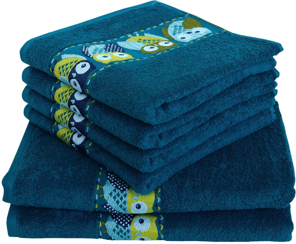Dyckhoff Handtuch Set "Eulen" 4 Handtücher (50 x 100 cm); 2 Duschtücher (70 günstig online kaufen