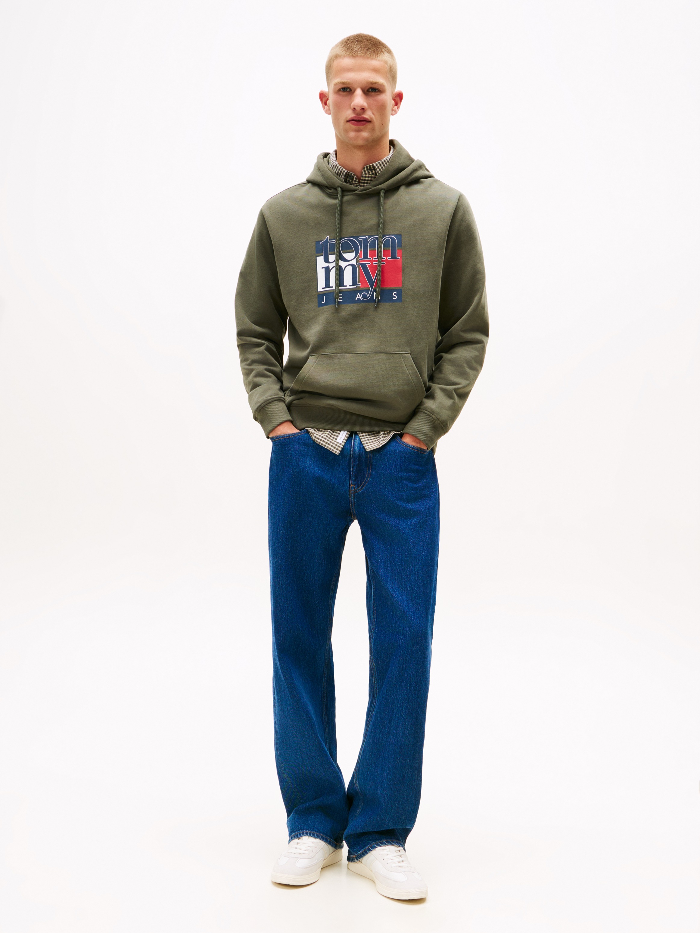 Thumbnail - Tommy Jeans Hoodie "TJM RWB FLAG" Regular Fit, Sweatshirt, mehrfarbiger Print