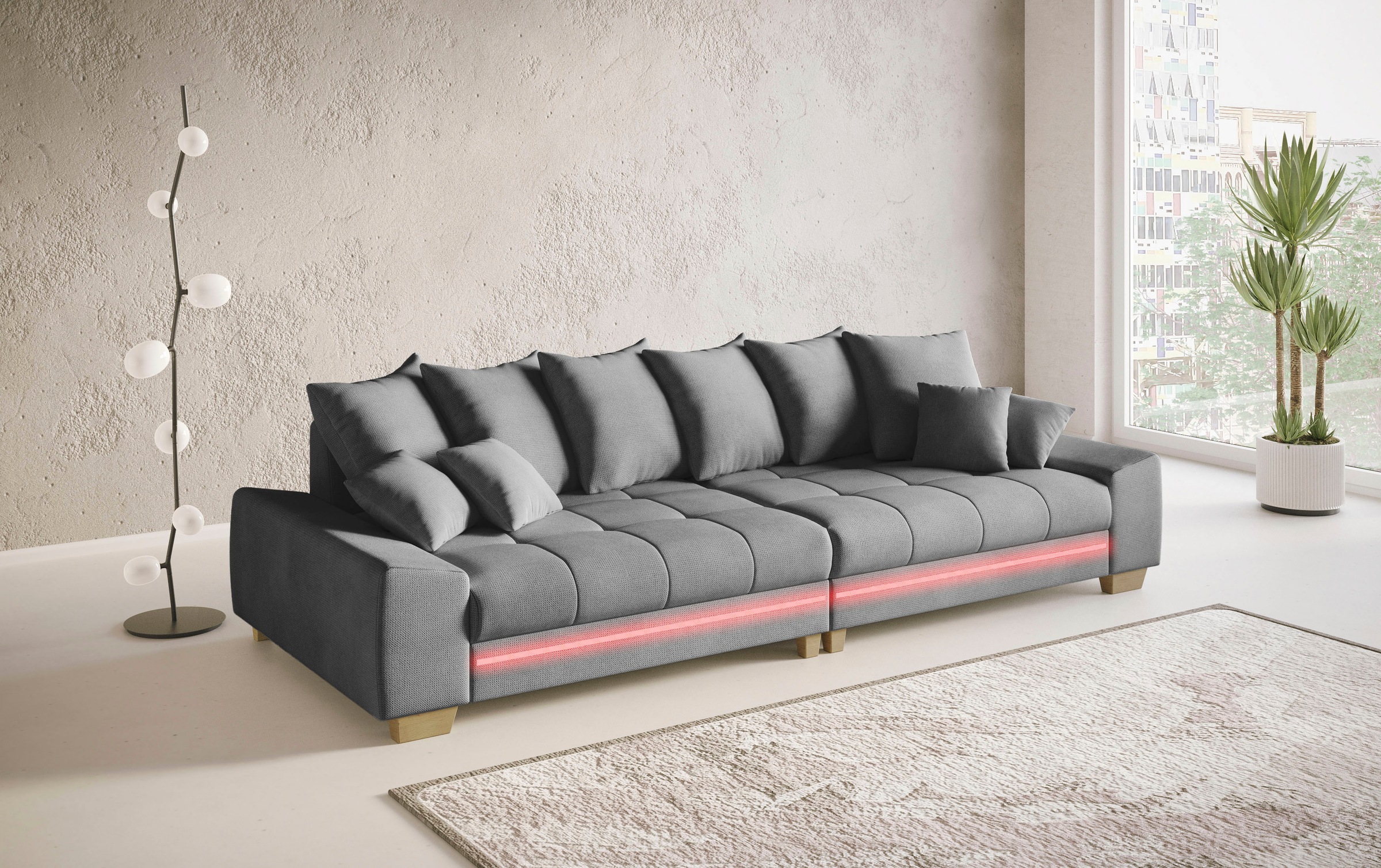 Mr. Couch Big-Sofa »Nikita II«, mit RGB-LED Beleuchtung, Kaltschaumpolsterung bis 140 kg belastbar