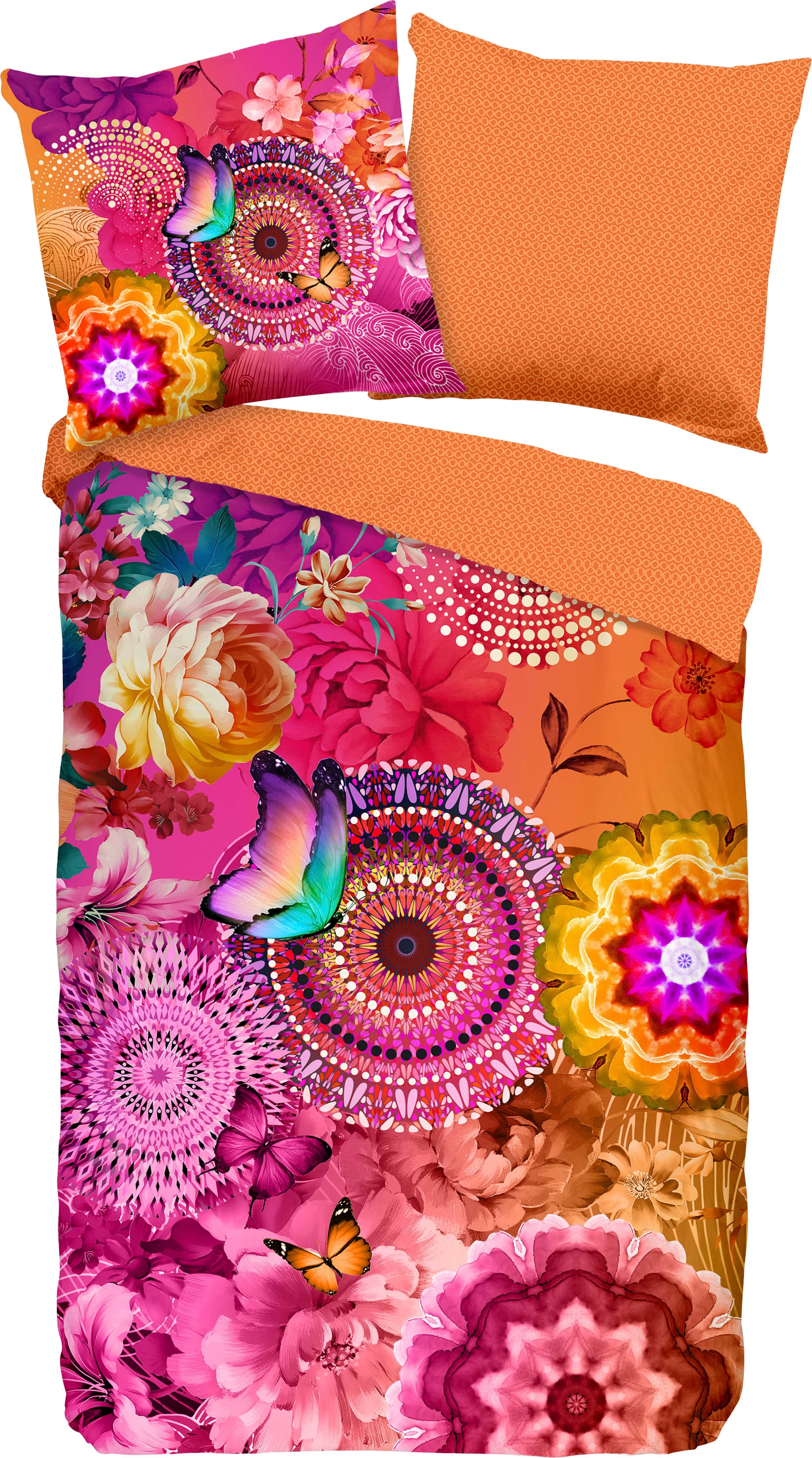 hip Wendebettwäsche »Ziva«, Mako-Satin, 135x200, Reißverschluss, Wendeoptik, Mandala, Bunt