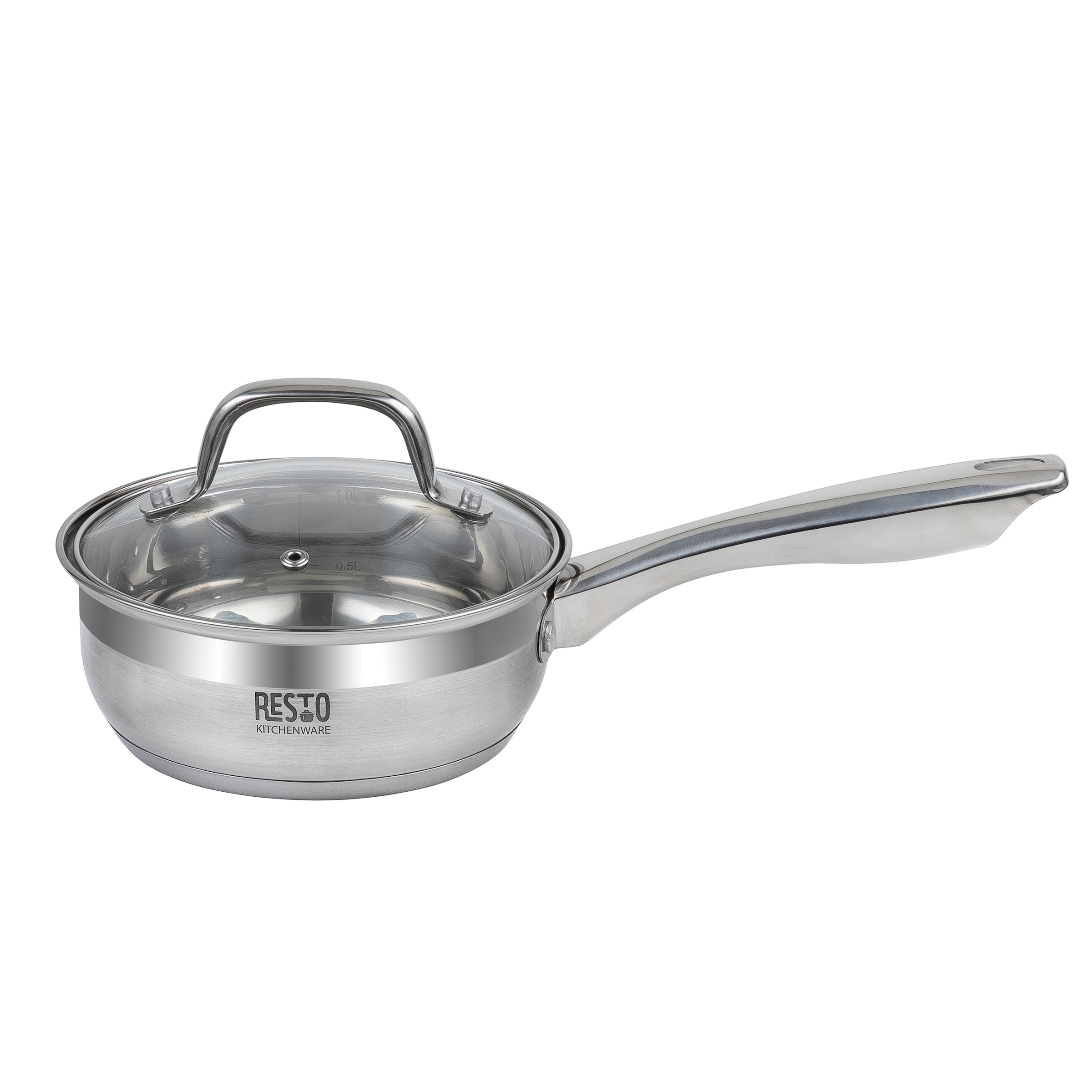 RESTO Kitchenware Topf-Set »LIBRA, spülmaschinengeeignet« Set, 1x Soßentopf Ø 16 cm mit Deckel, je 2x Kochtopf Ø 18/20 cm mit Deckel, 6 tlg. Edelstahl 18/10