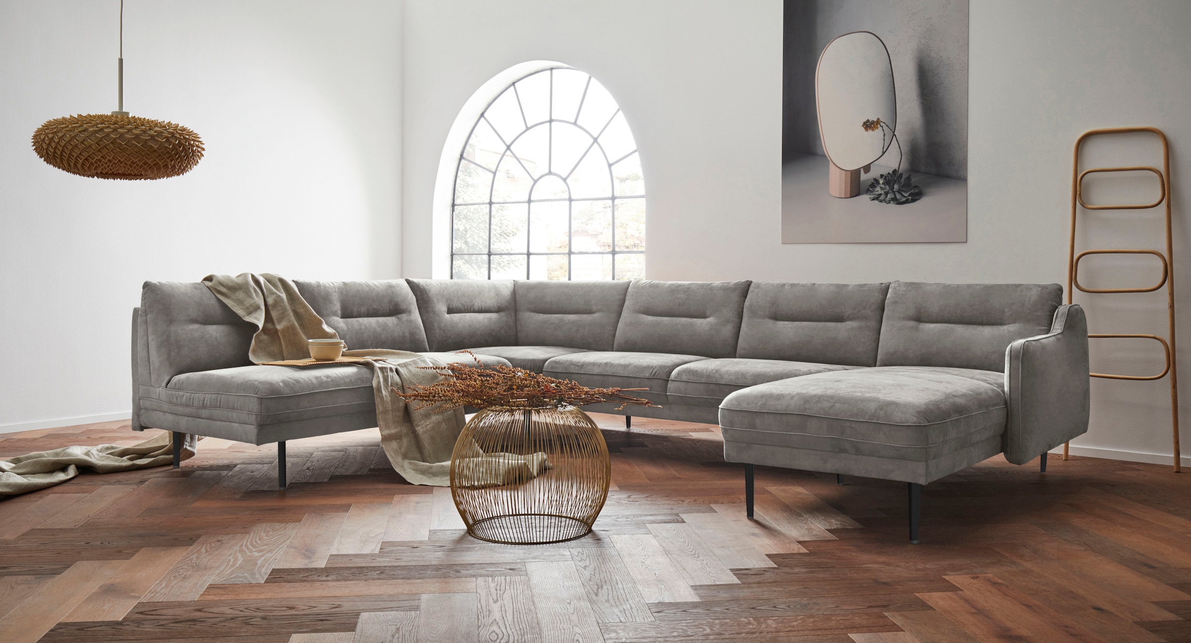 Home affaire Wohnlandschaft "Nordfyn U-Form" edles Design in 3 Bezugsqualit günstig online kaufen